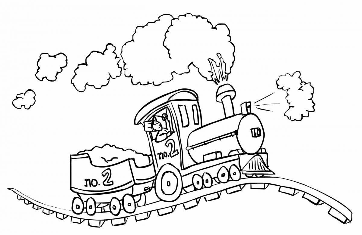 Comic railroad safety coloring page