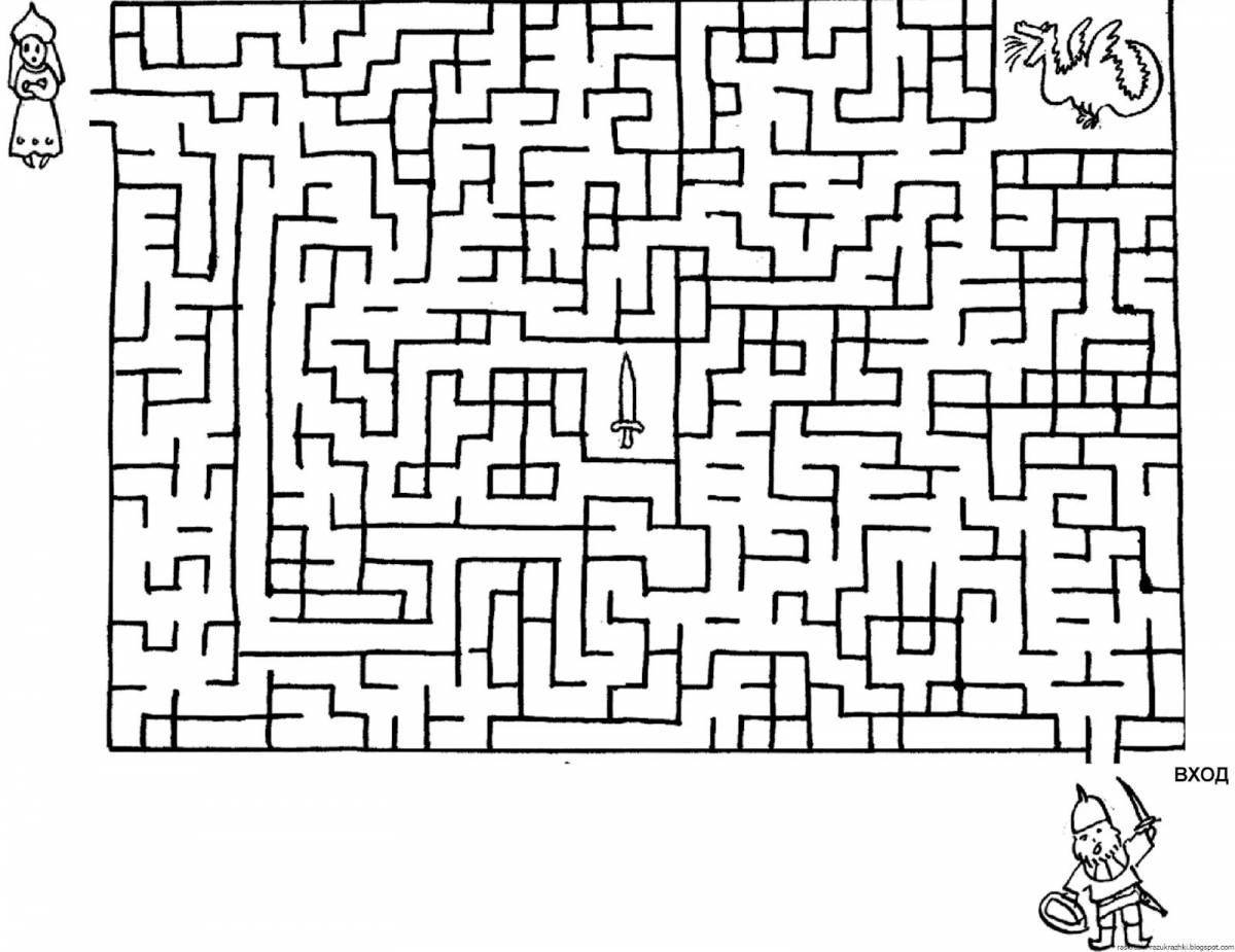Раскраска Красочная раскраска «лабиринт» для детей 6-7 лет