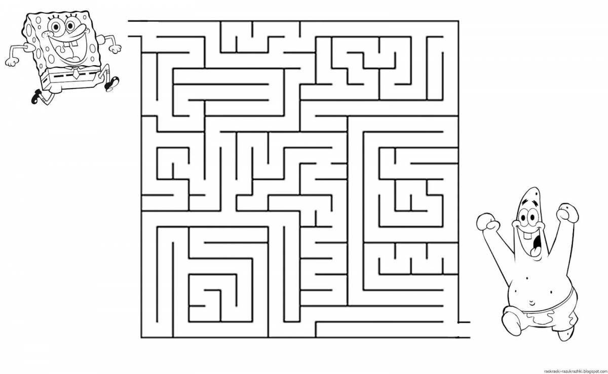 Fun coloring maze for children 6-7 years old