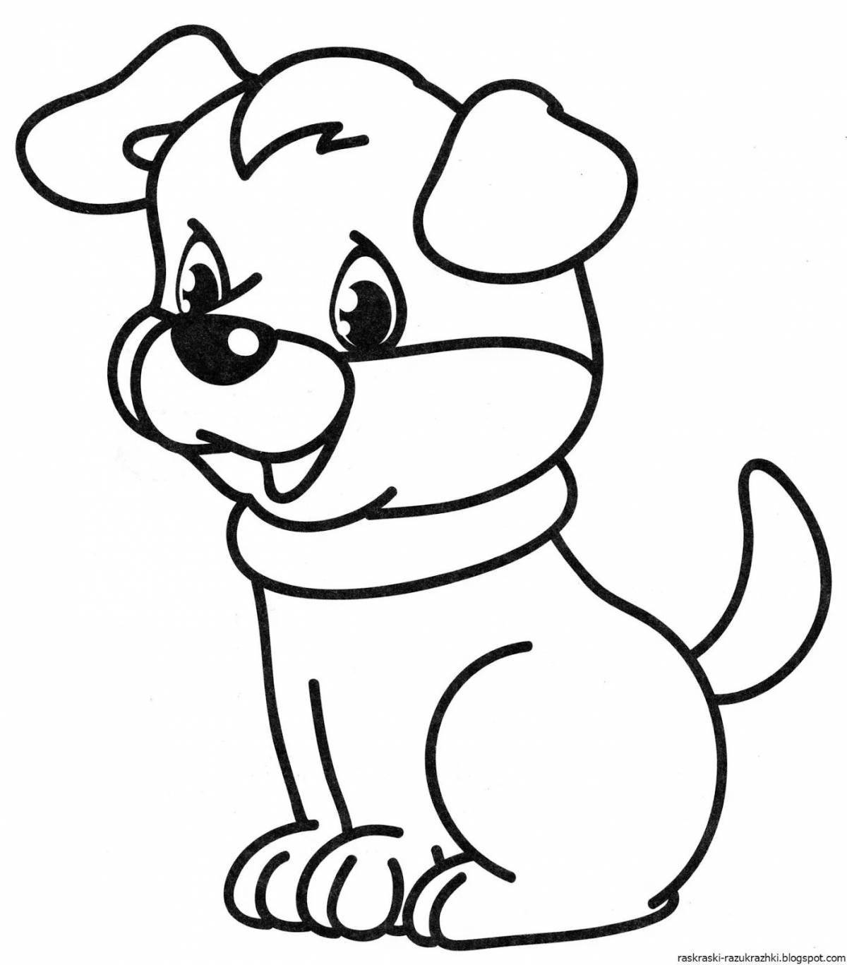 Любящая раскраска собака для детей 5-6 лет