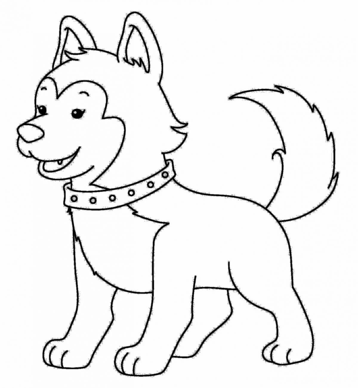 Outdoor coloring dog for children 5-6 years old