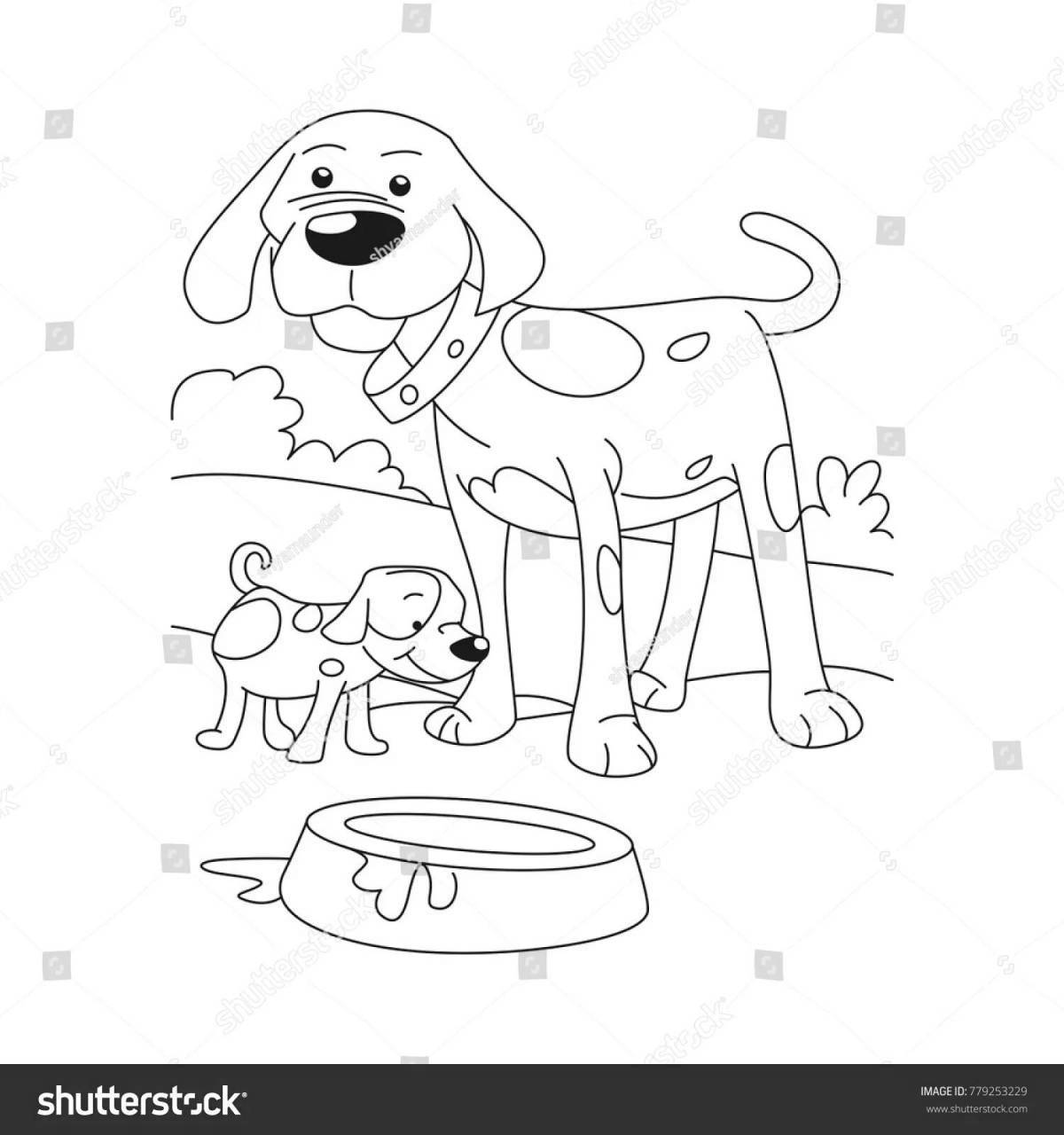 Fun coloring dog for children 5-6 years old
