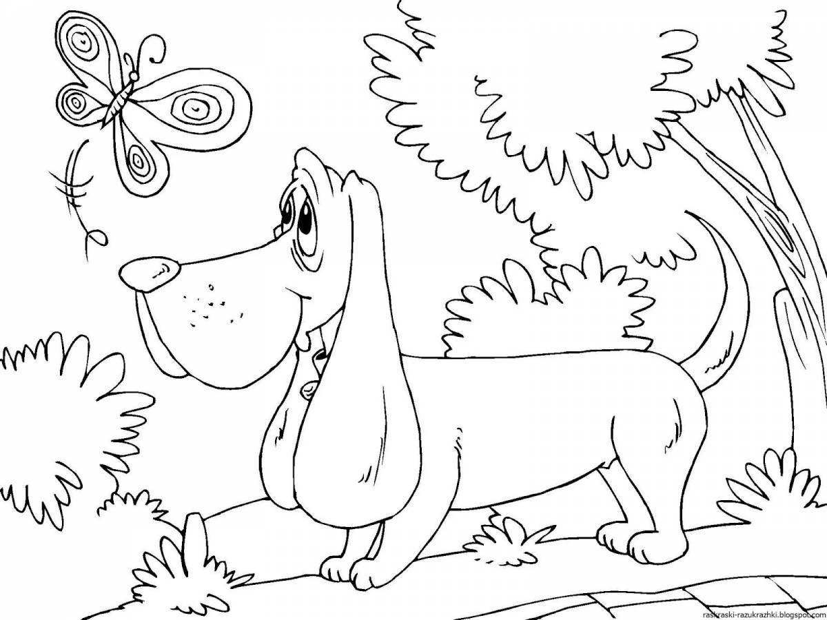 Comic dog coloring book for children 5-6 years old