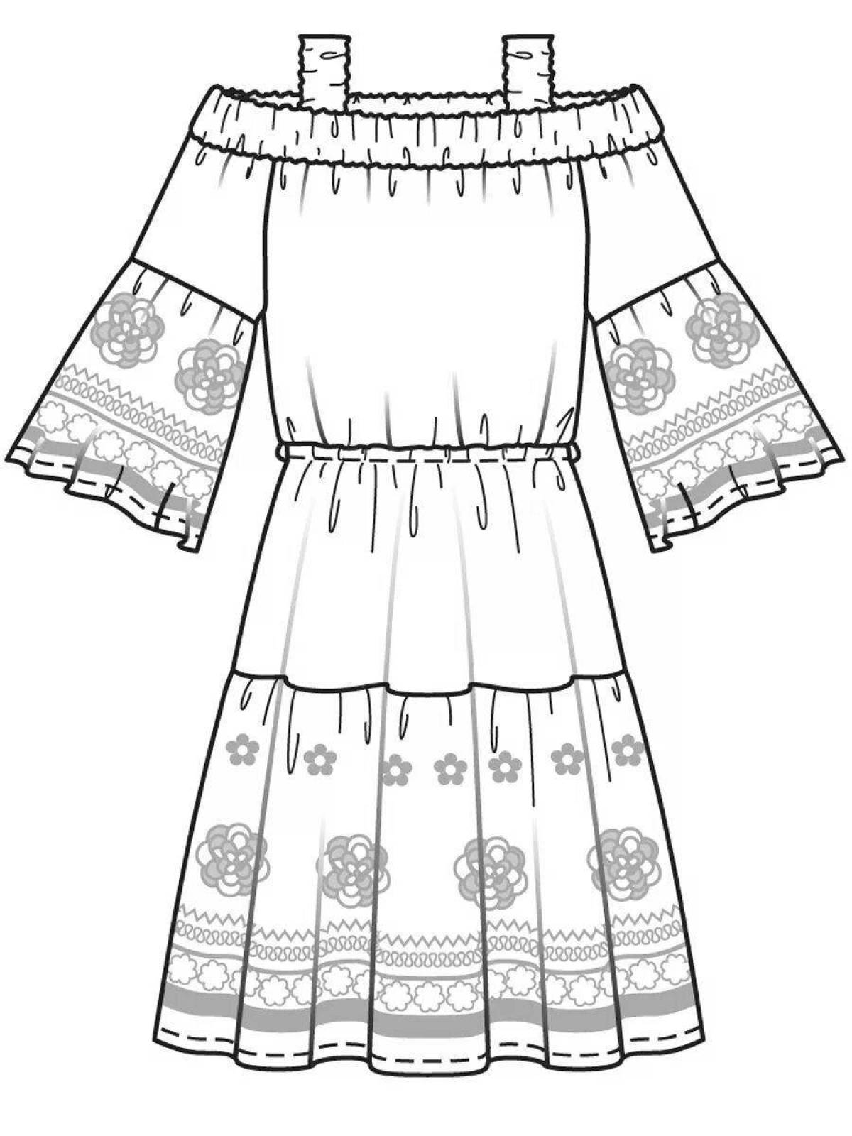 Great coloring sundress Russian folk patterns