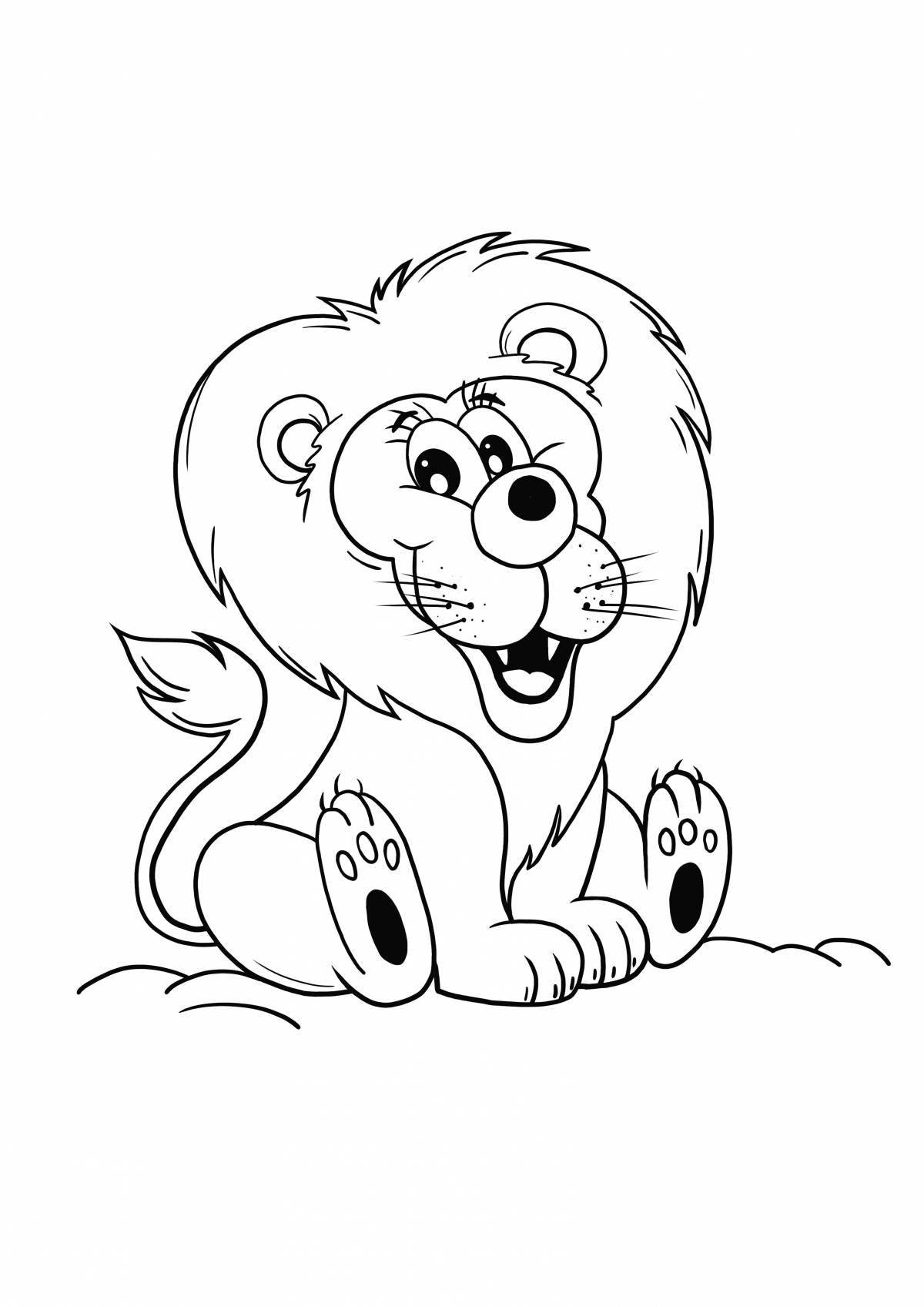 Яркая раскраска льва для детей 3-4 лет