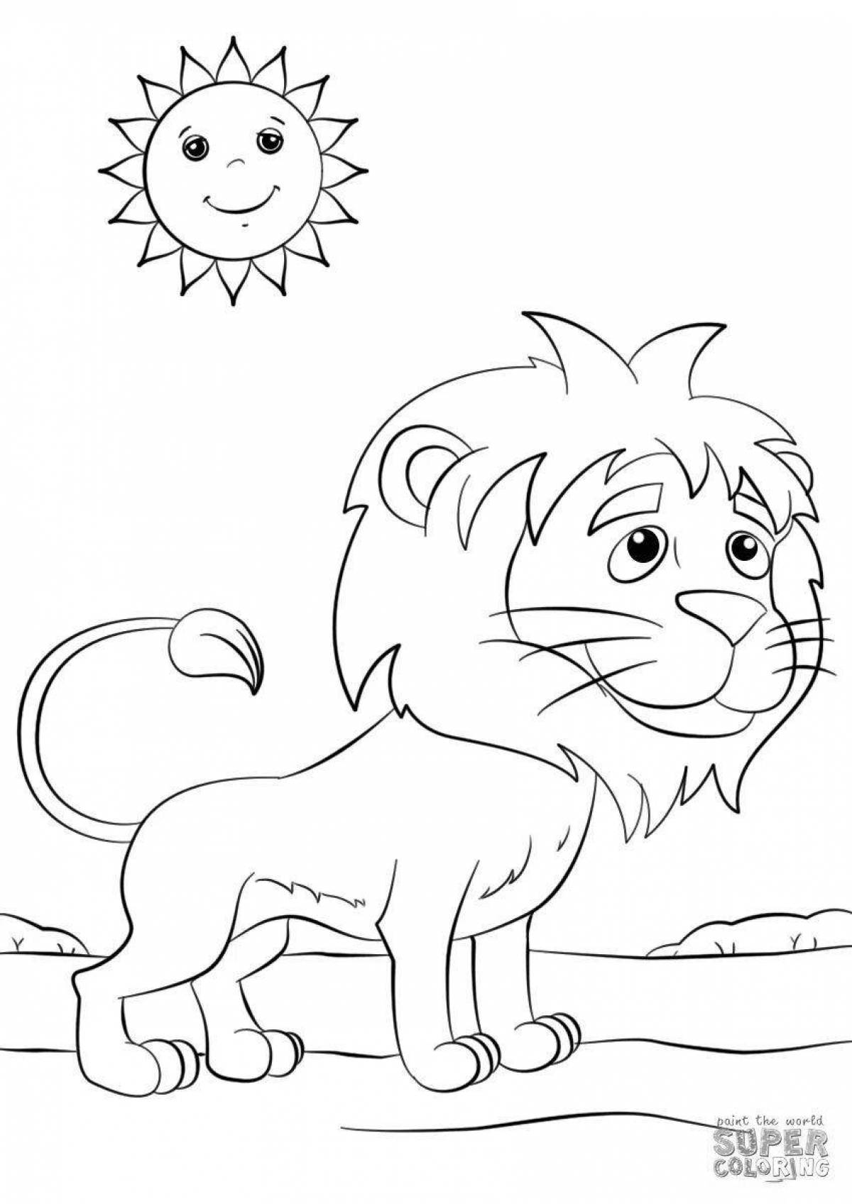 Раскраска свирепый лев для детей 3-4 лет