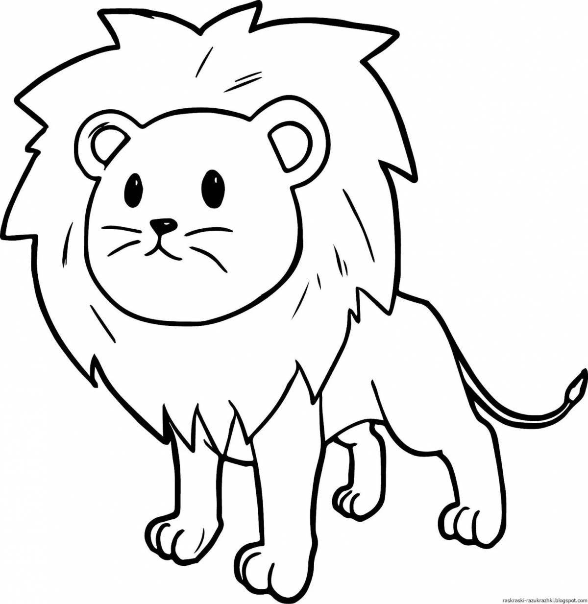 Fat lion coloring book for 3-4 year olds