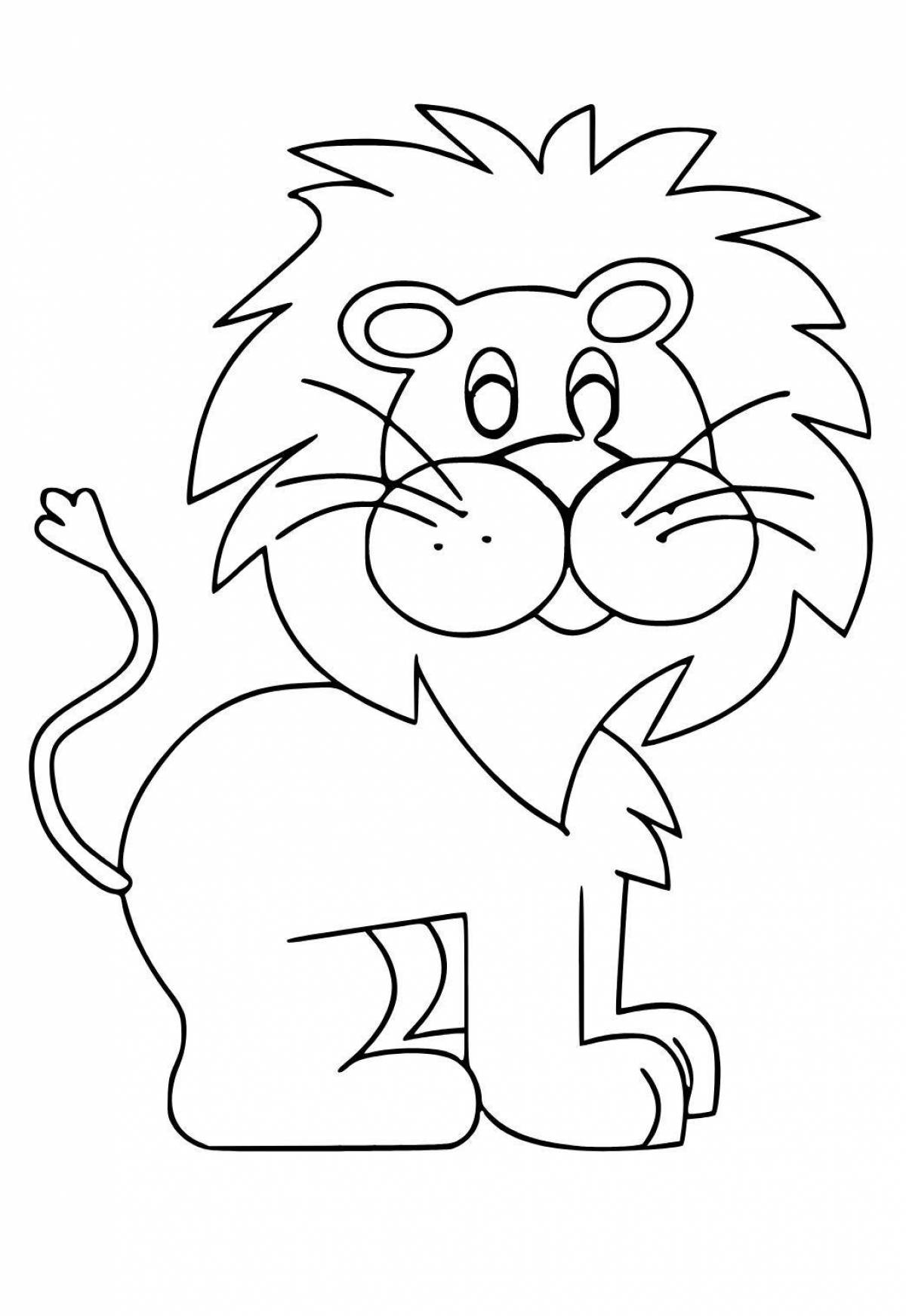 Fun lion coloring book for 3-4 year olds