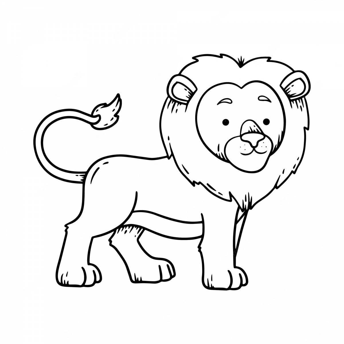 Сложная раскраска льва для детей 3-4 лет