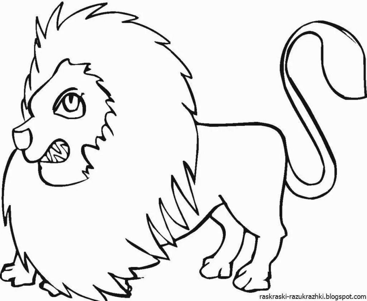 Очаровательная раскраска льва для детей 3-4 лет