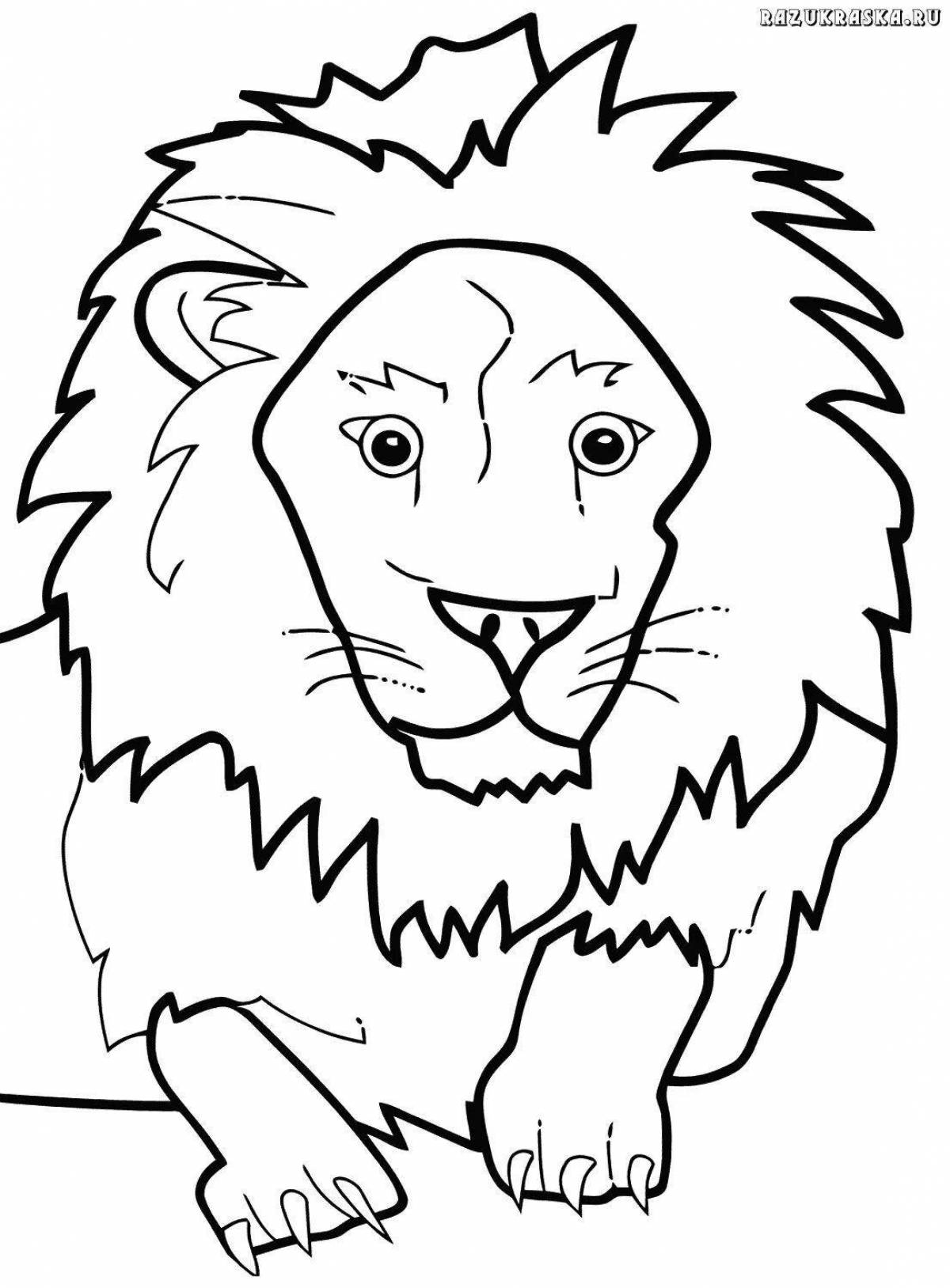 Coloring book funny lion for children 3-4 years old