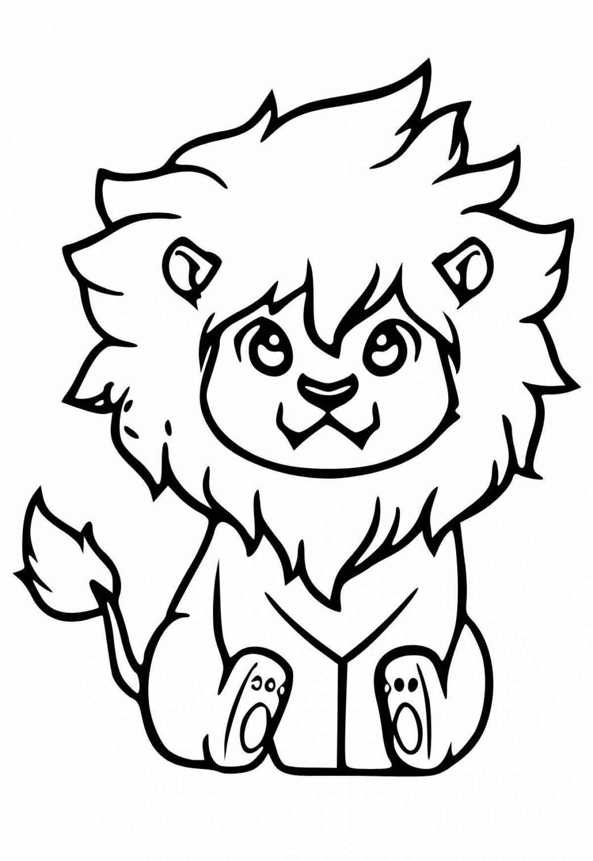 Раскраска «радостный лев» для детей 3-4 лет