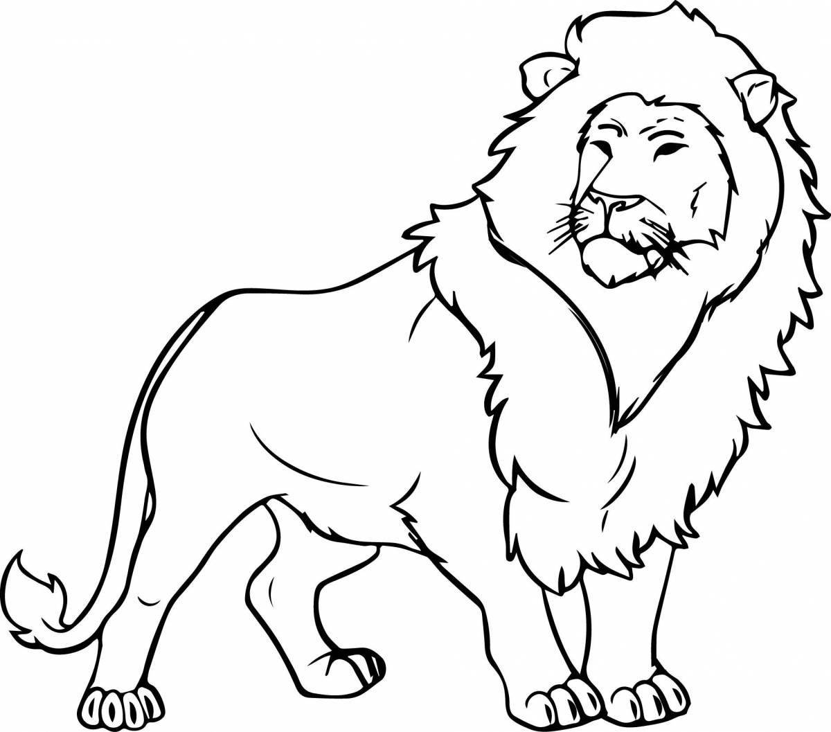 Раскраска большой лев для детей 3-4 лет