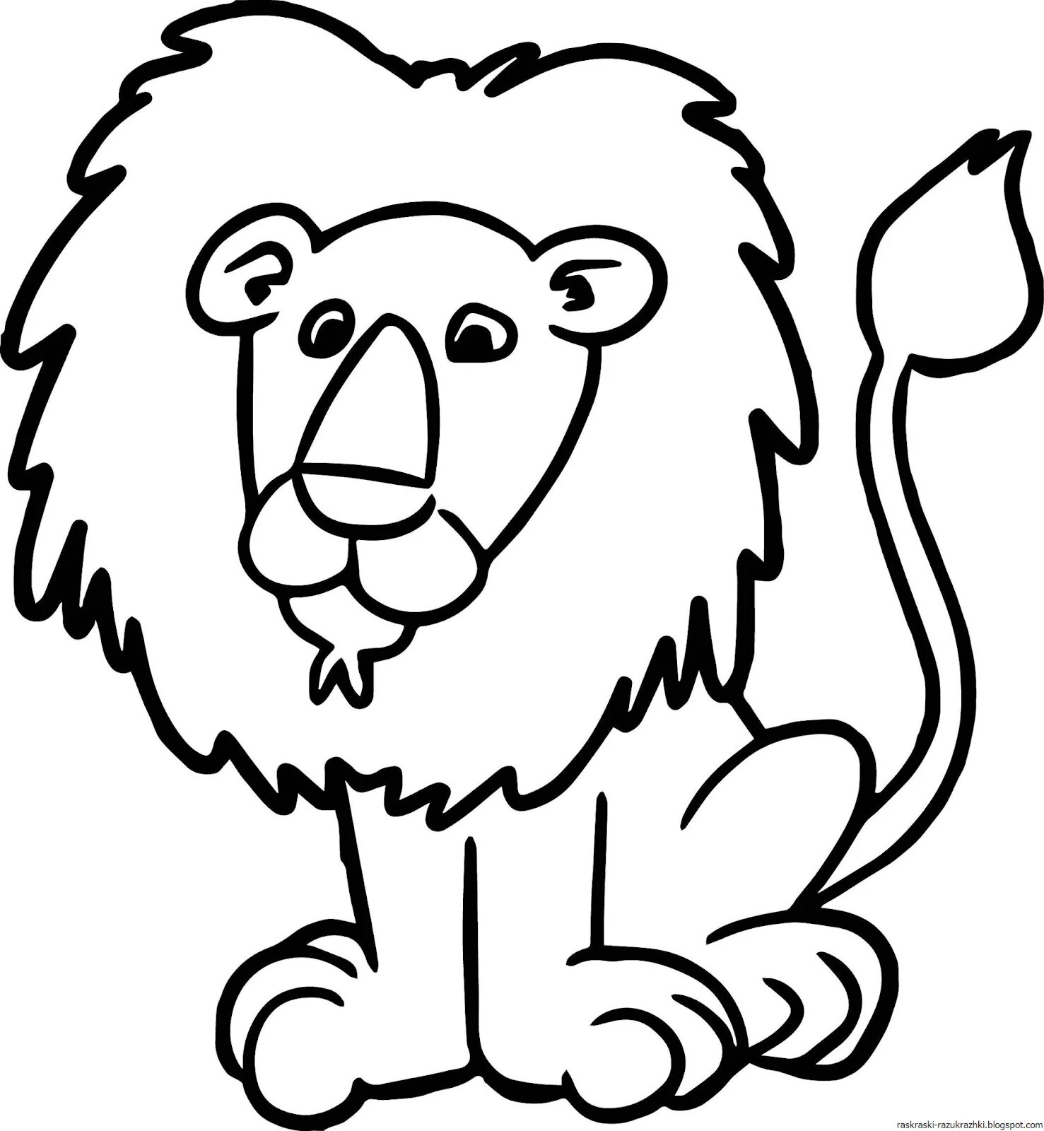 Креативная раскраска льва для детей 3-4 лет