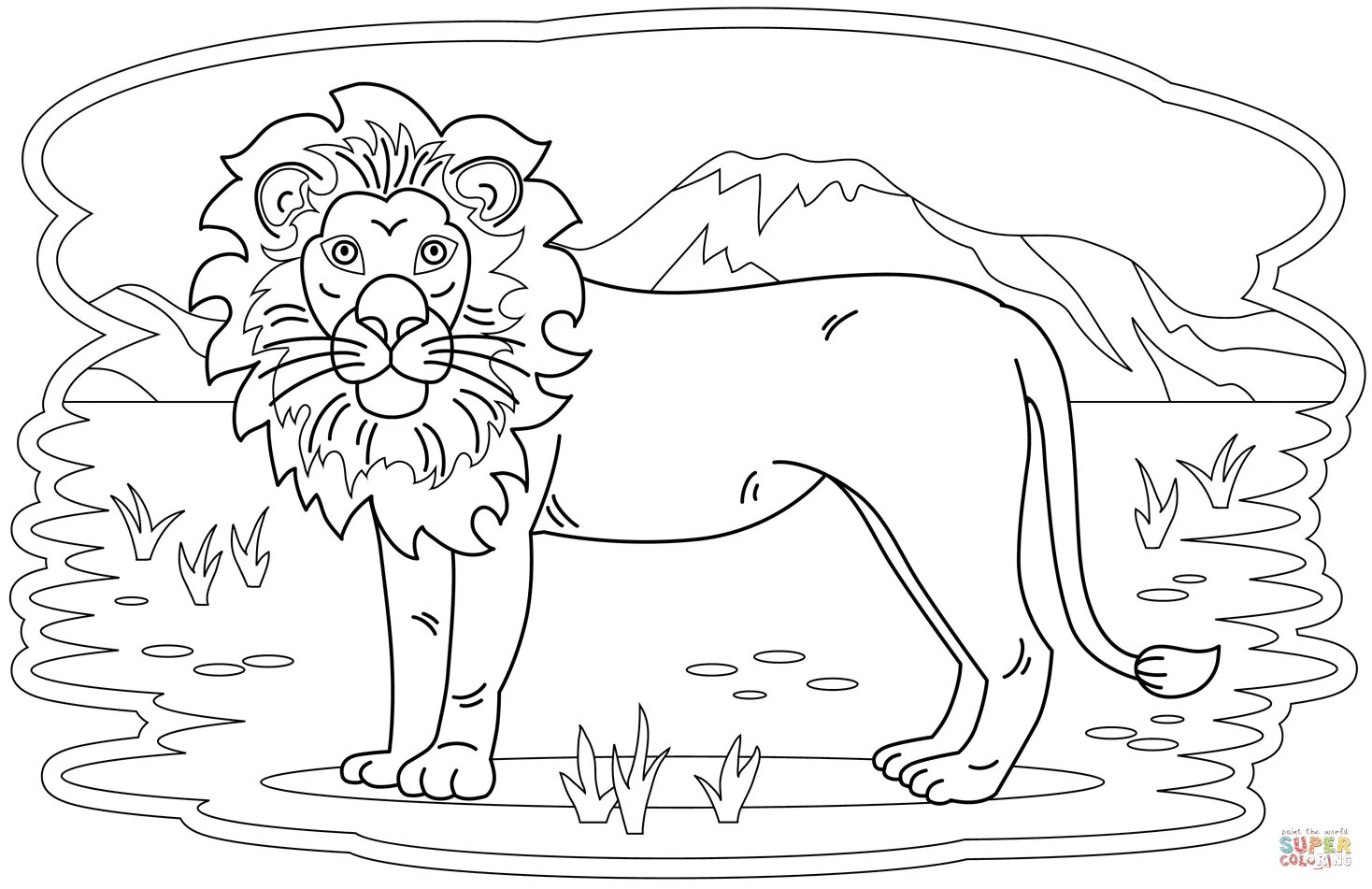 Забавная раскраска льва для детей 3-4 лет