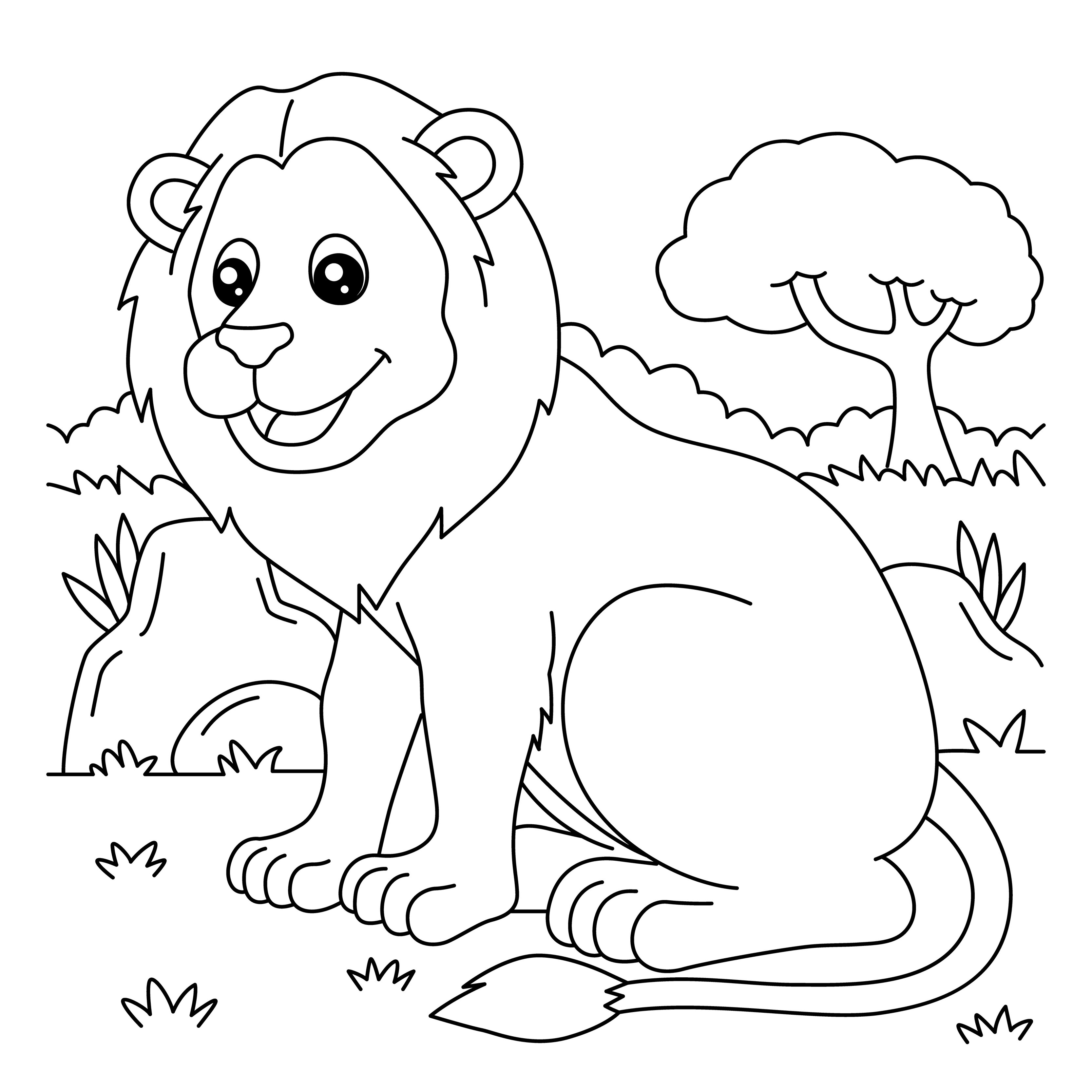 Раскраска «яркий лев» для детей 3-4 лет