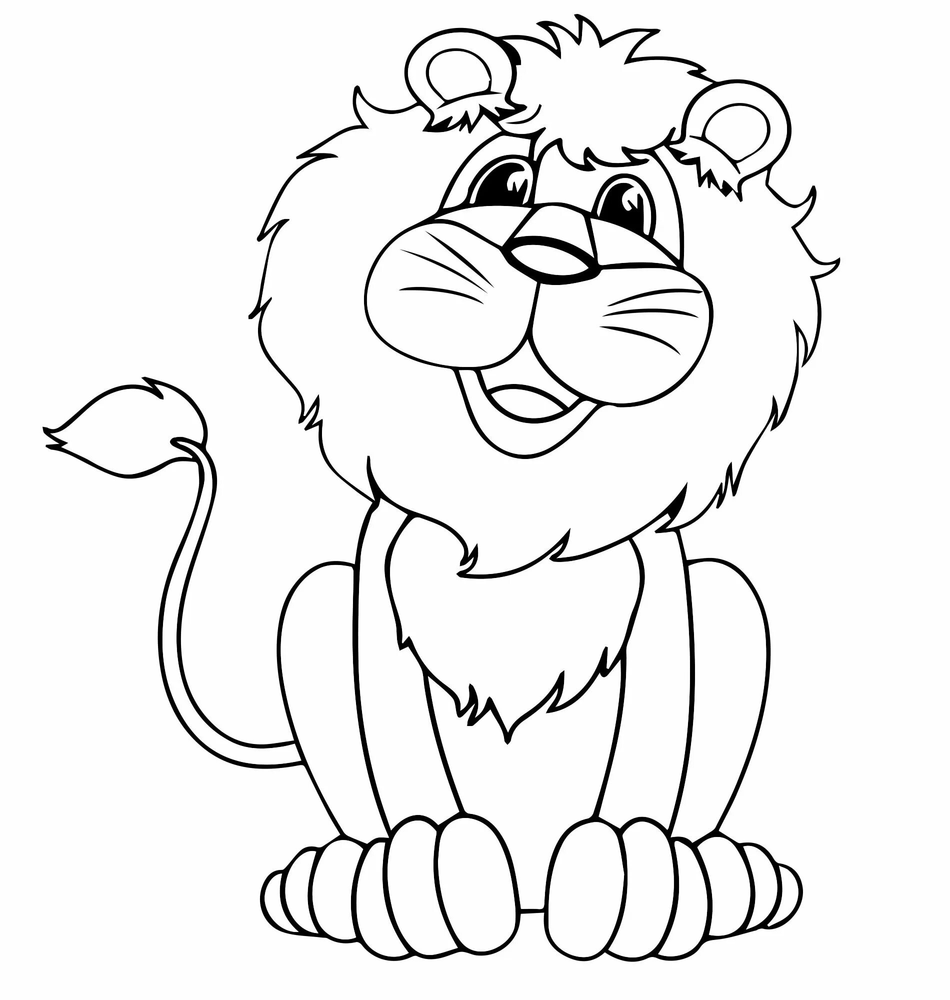 Раскраска сияющий лев для детей 3-4 лет