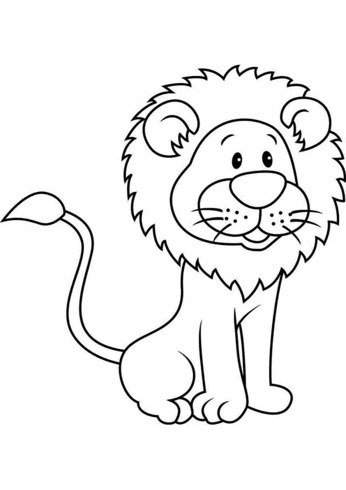 Раскраска радостный лев для детей 3-4 лет
