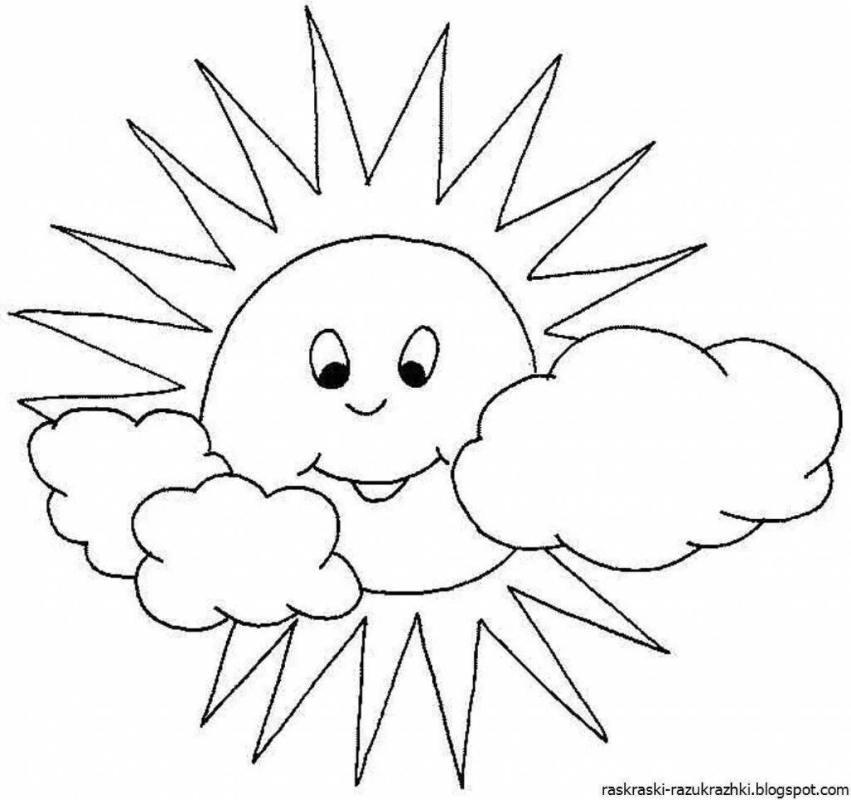Веселая раскраска солнышко для детей 4-5 лет