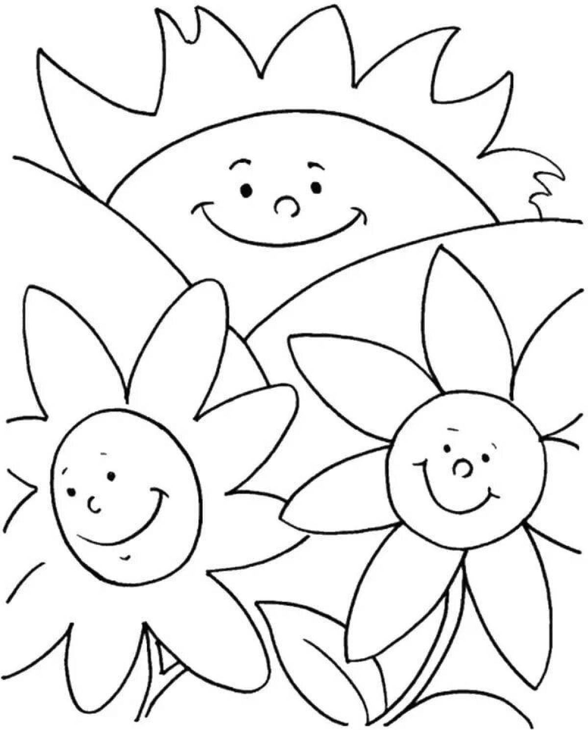 Live coloring sun for children 4-5 years old