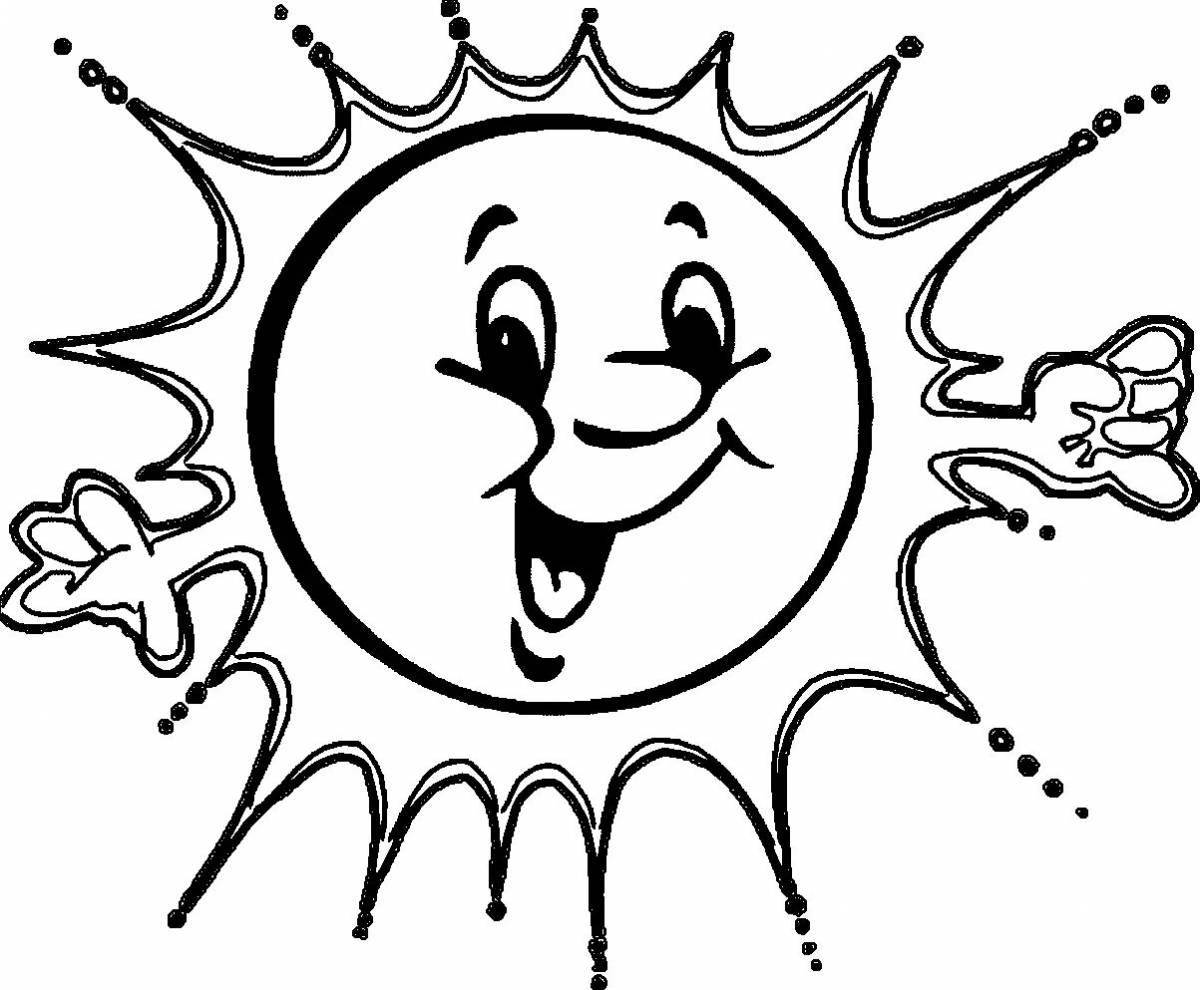 Violent coloring sun for children 4-5 years old