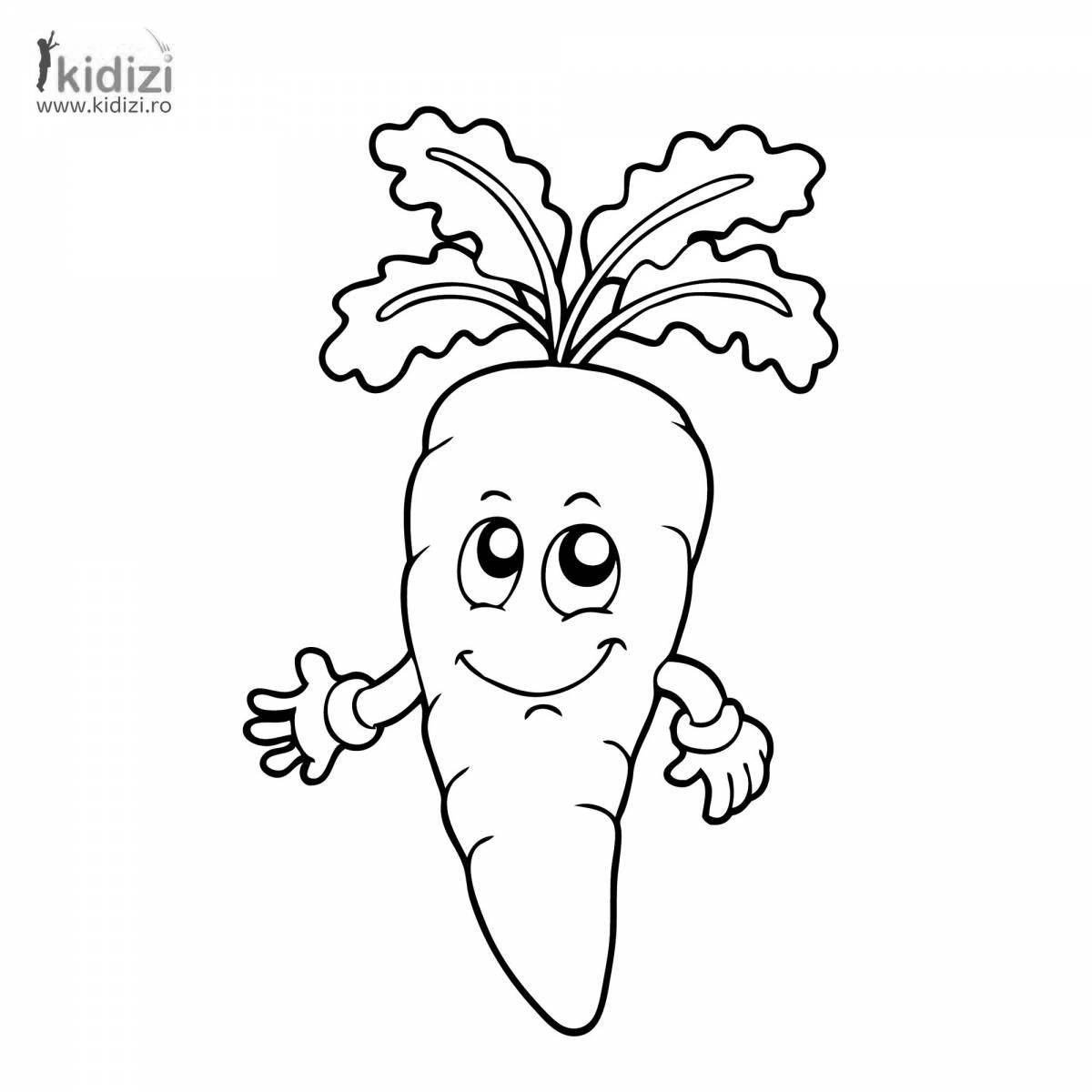 Раскраска «радостная морковь» для детей 3-4 лет