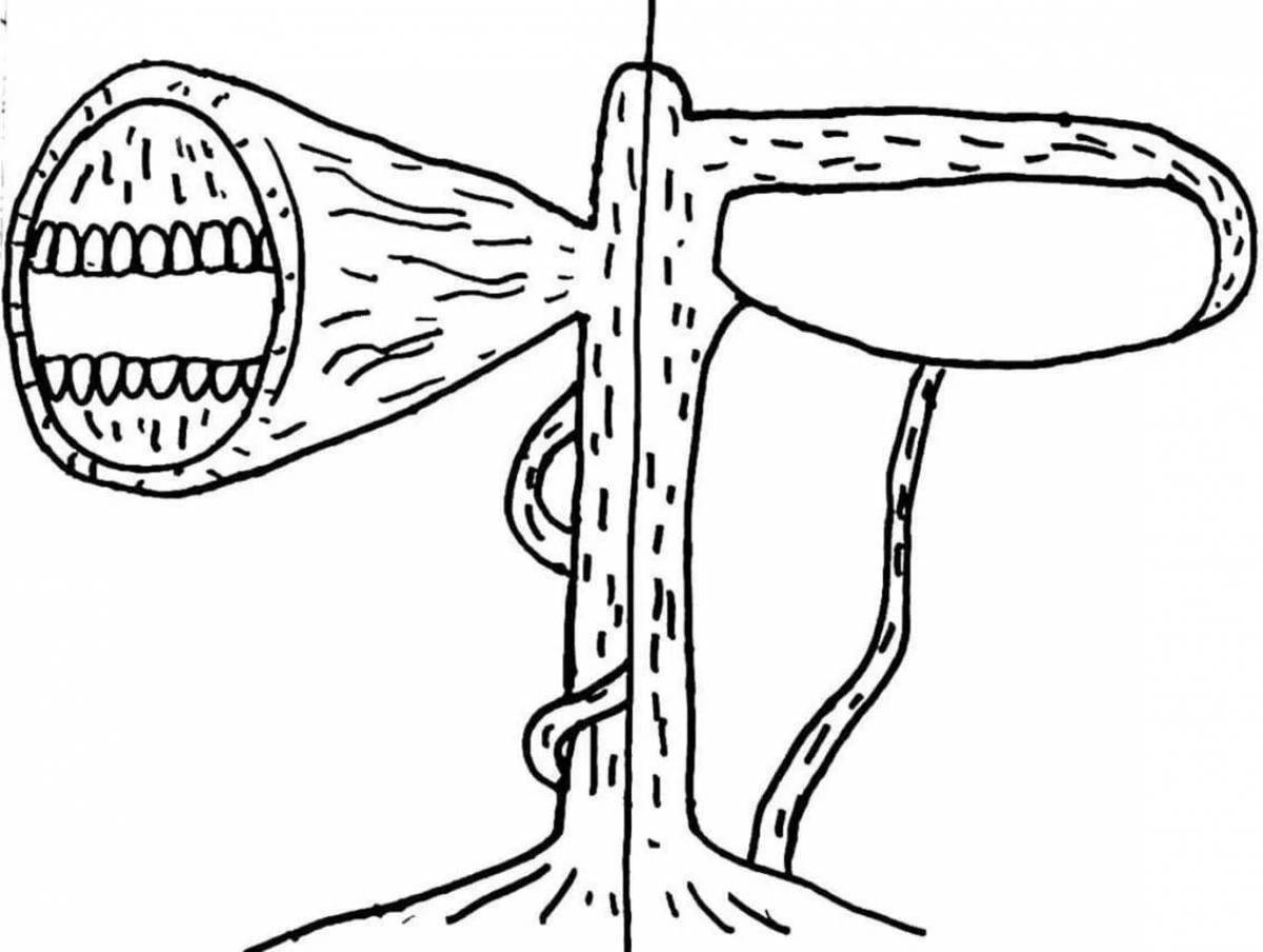 Humorous siren head coloring page for boys