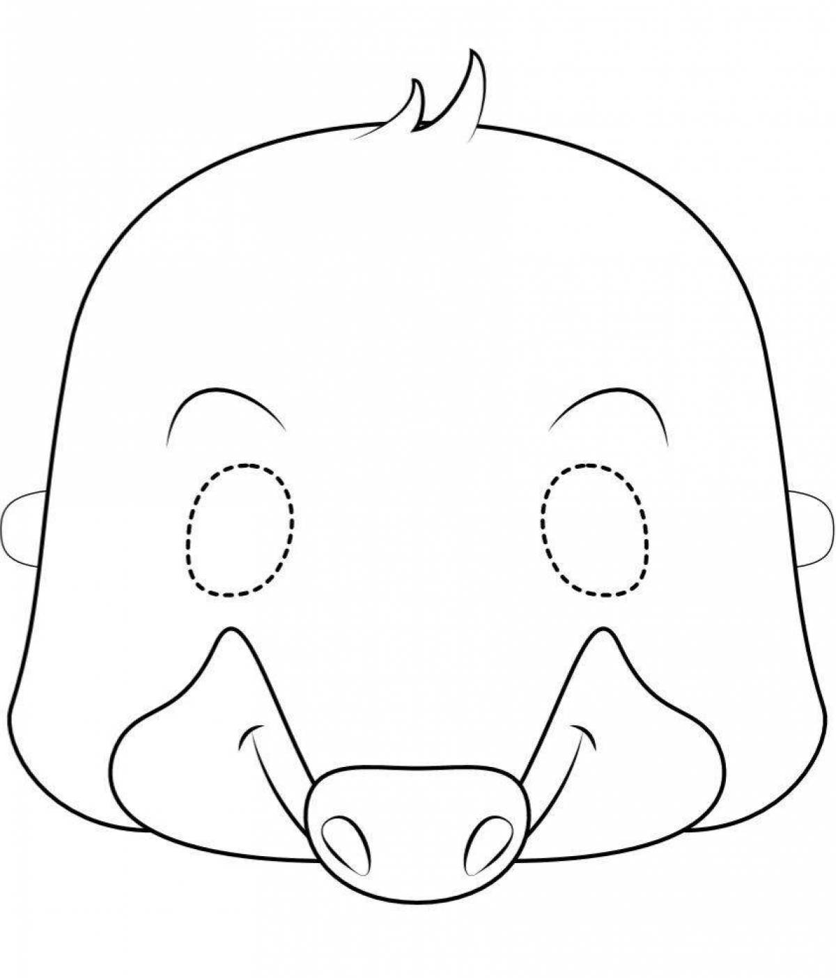 Яркая маска головы животного раскраски для детей