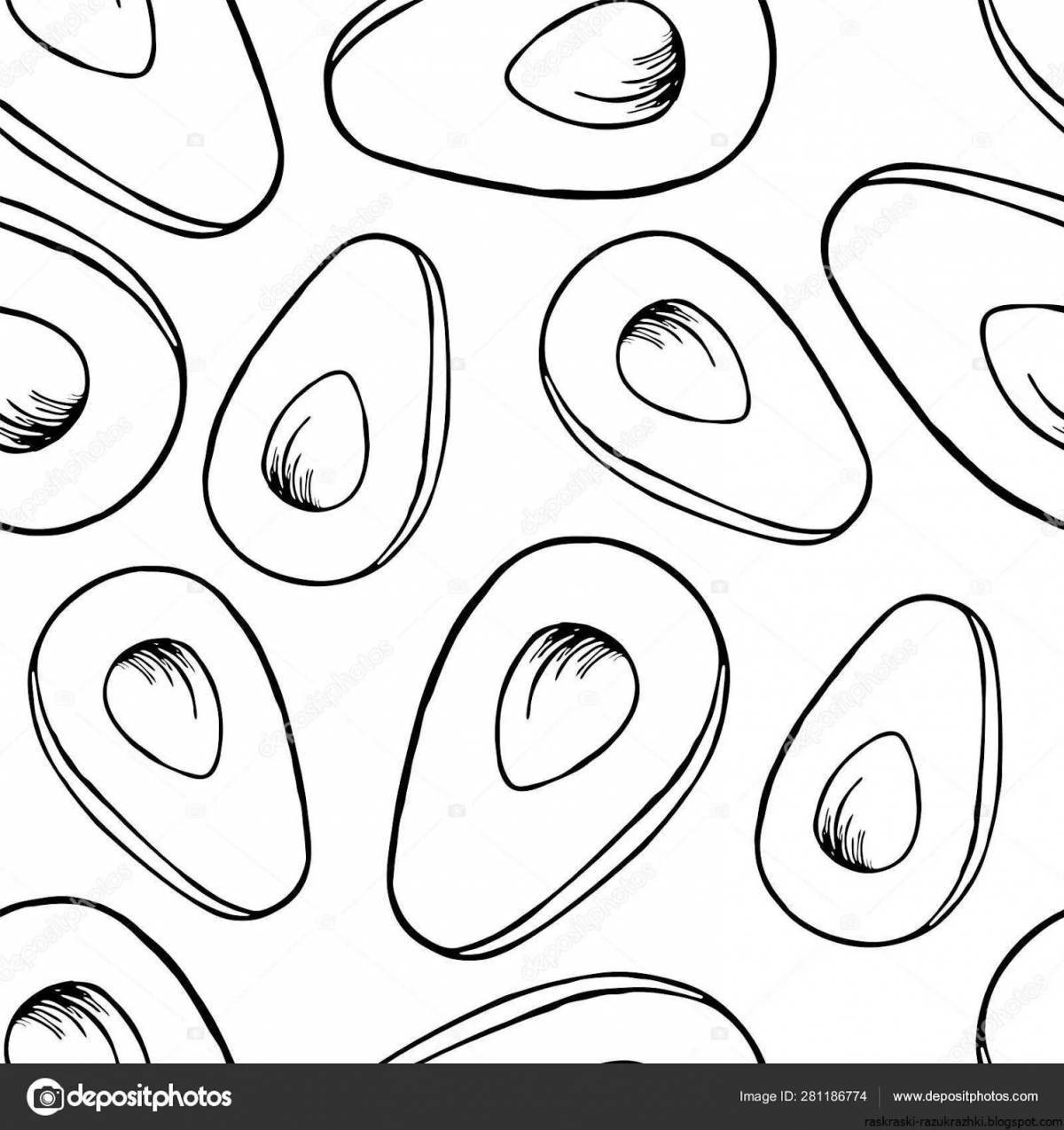 Colorful avocado coloring page for 6-7 year olds