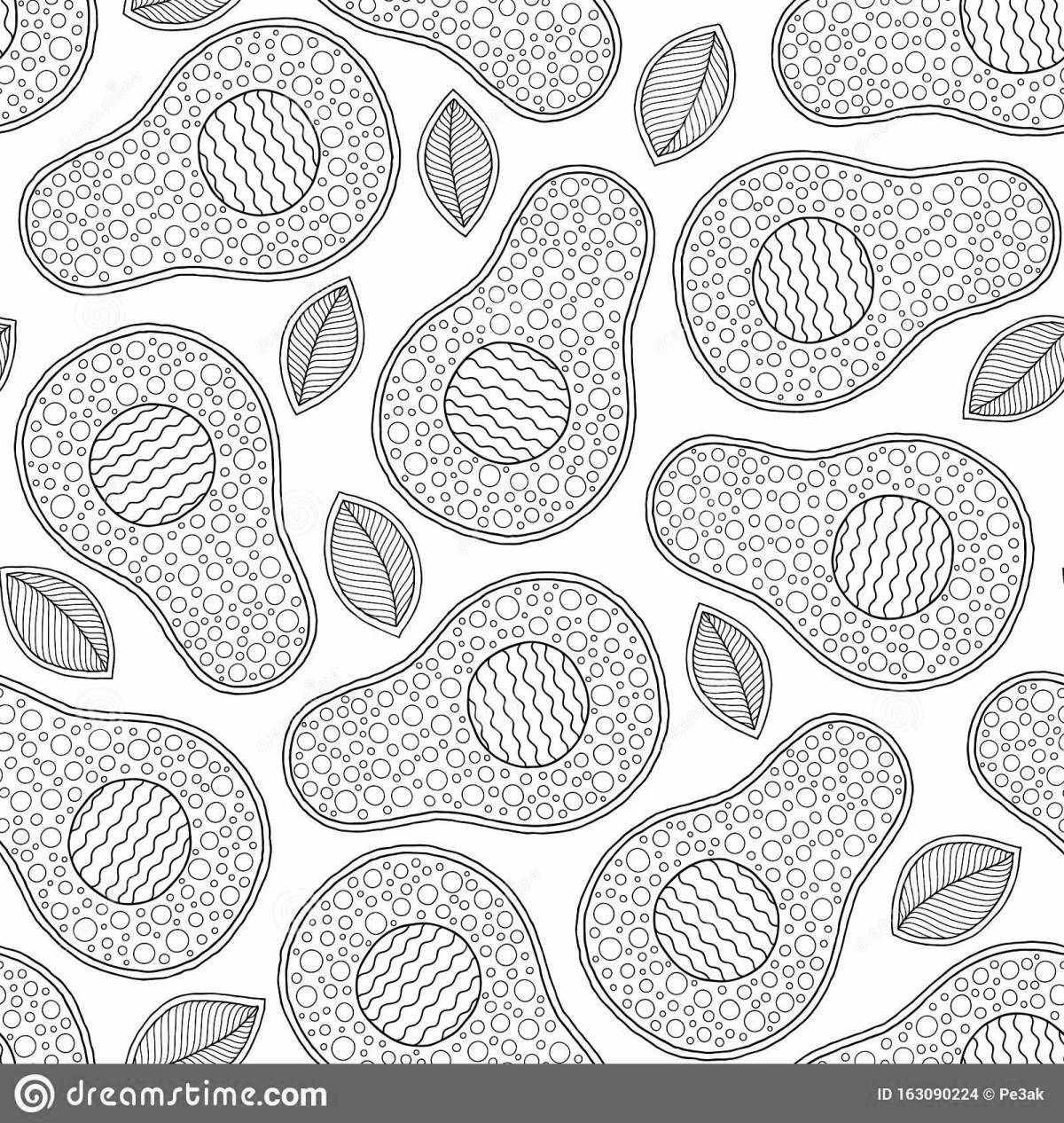 Cute avocado coloring page for 6-7 year olds