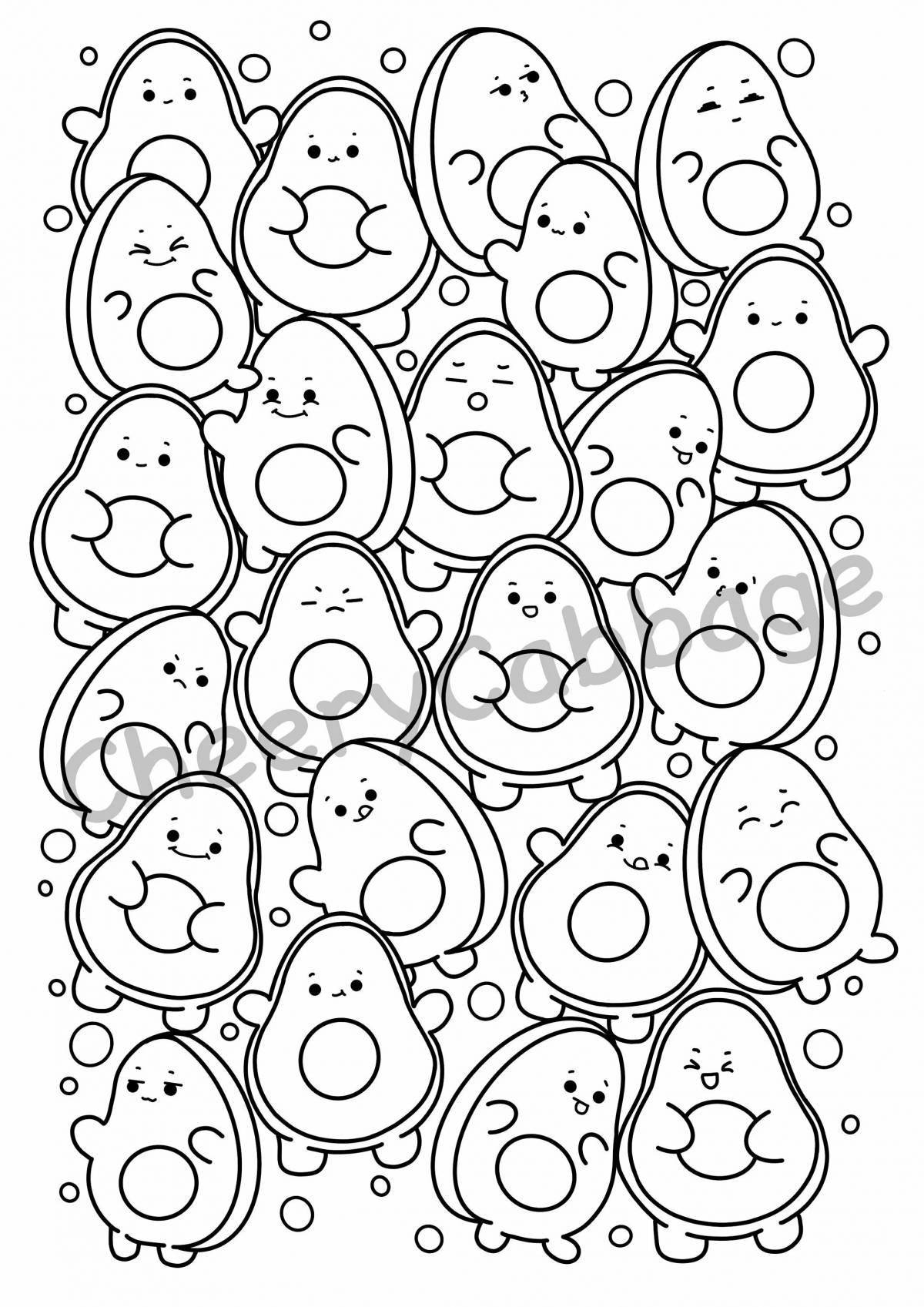An interesting avocado coloring page for 6-7 year olds