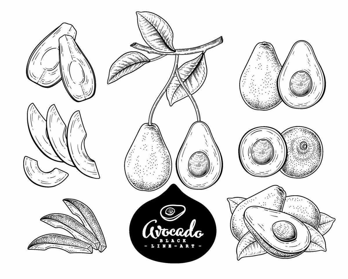 Stimulating avocado coloring book for 6-7 year olds
