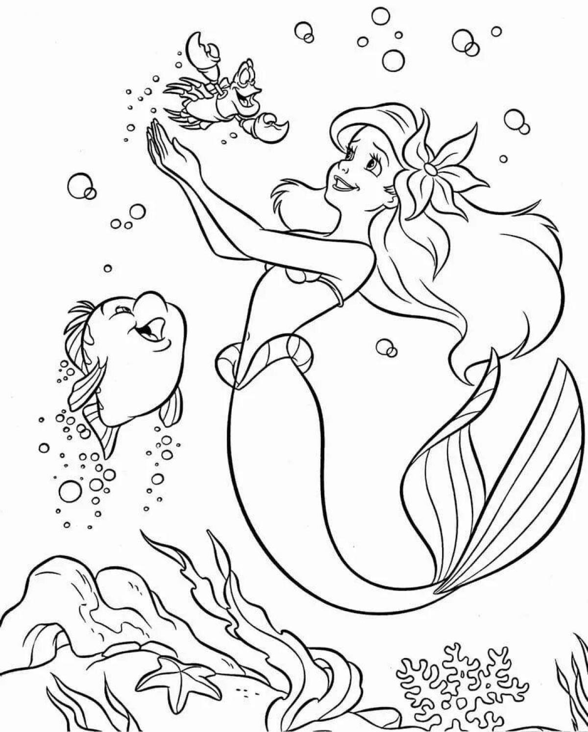 Coloring mermaid ariel for girls