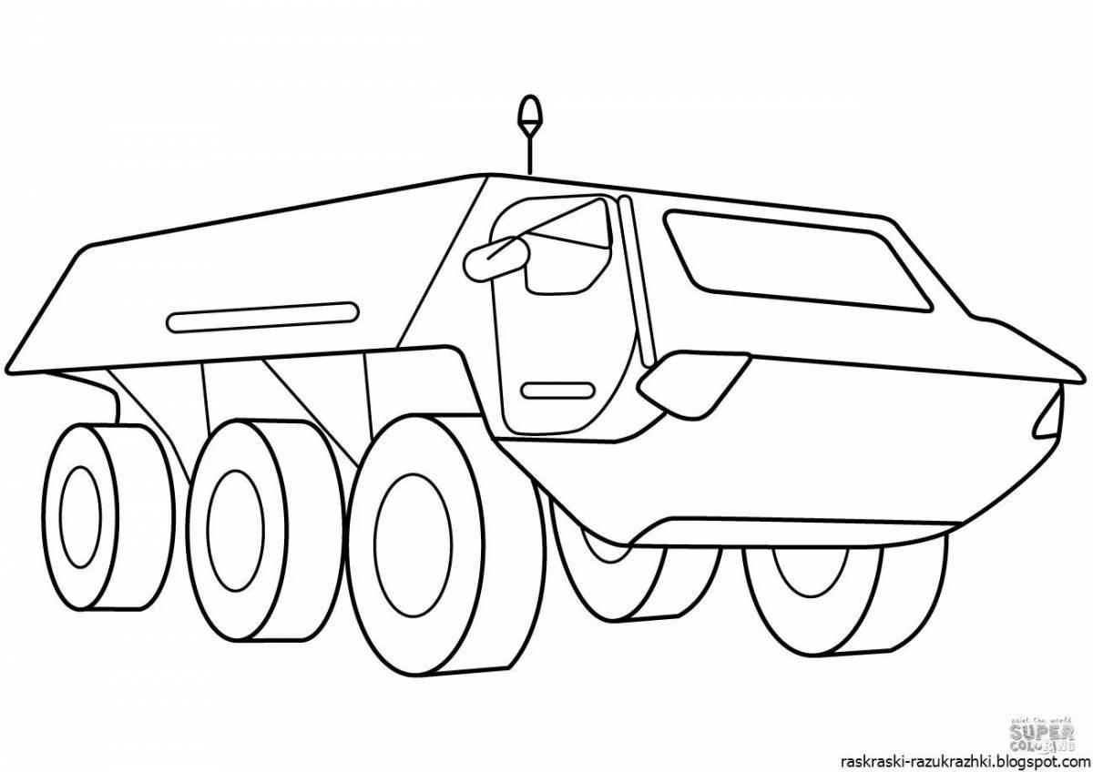 Coloring book military equipment for children 3-4 years old