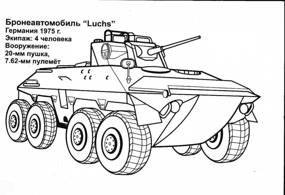 Joyful military vehicles coloring book for 3-4 year olds
