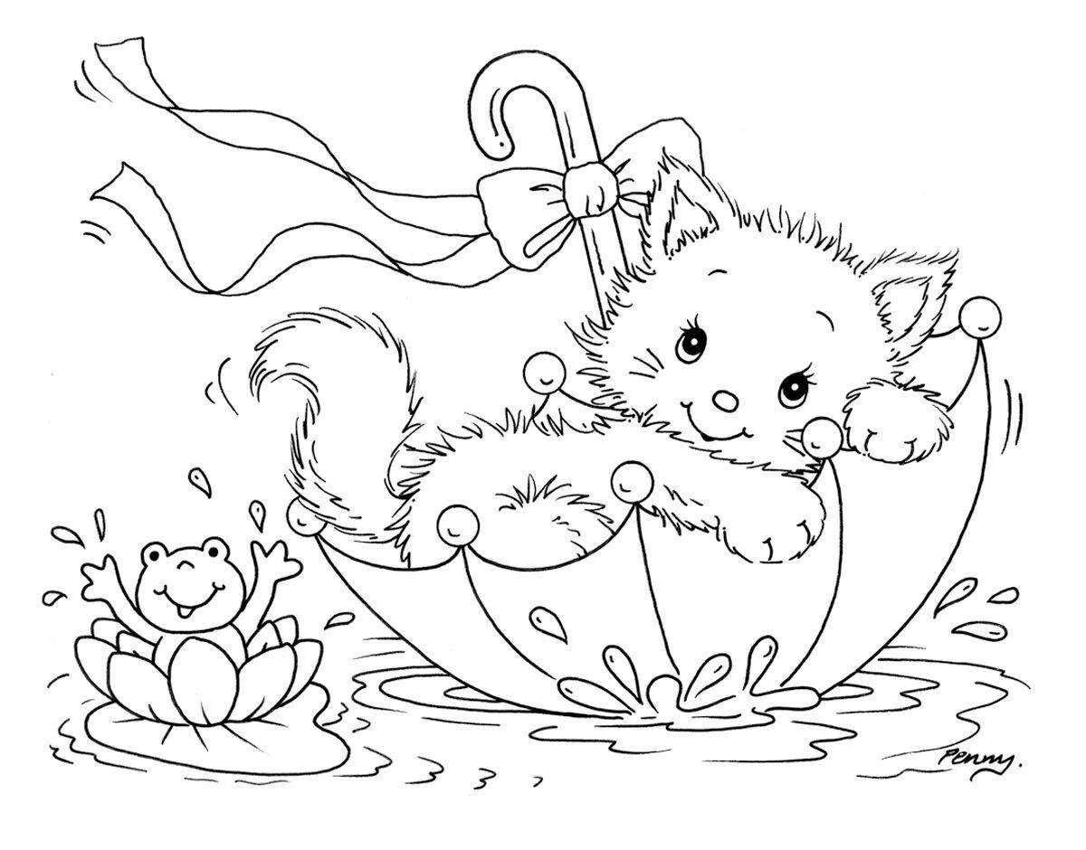 Coloring book cute kittens for children 6-7 years old