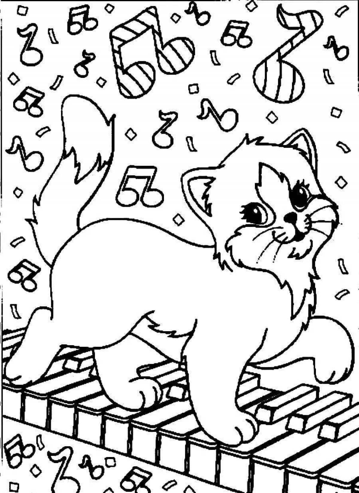 Violent kittens coloring for children 6-7 years old
