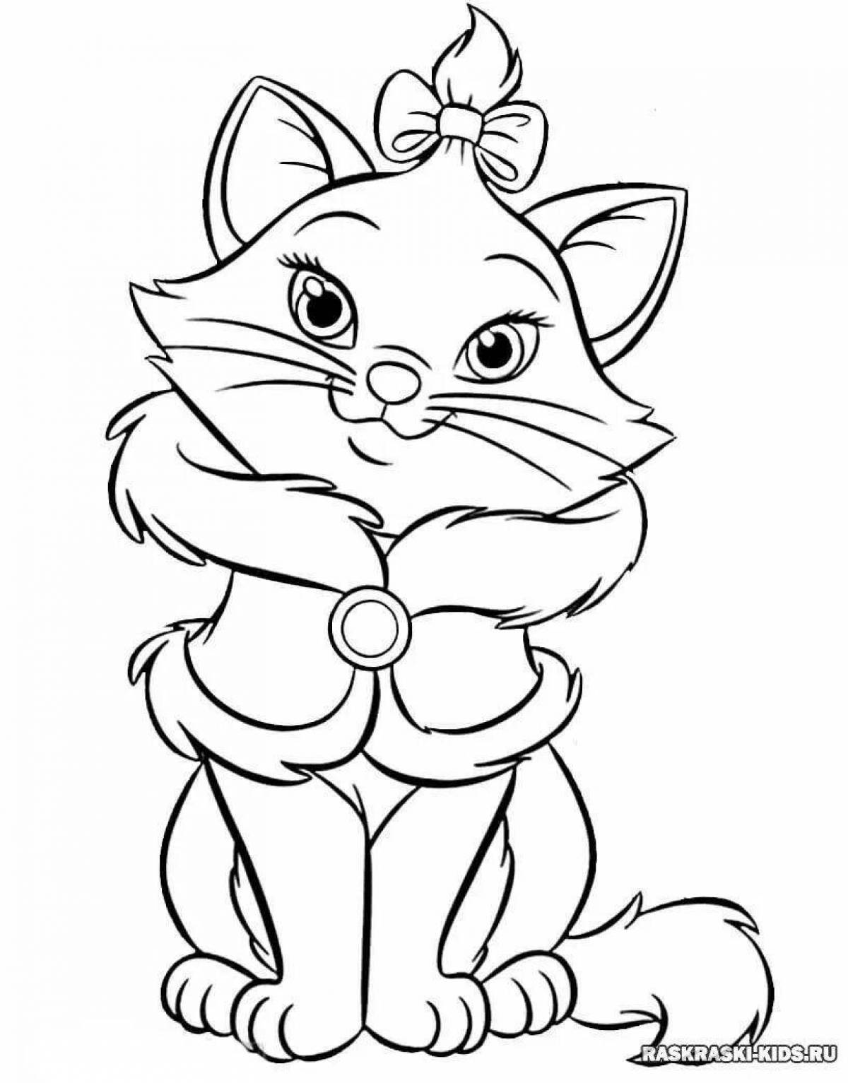 Coloring page giggly kittens for children 6-7 years old