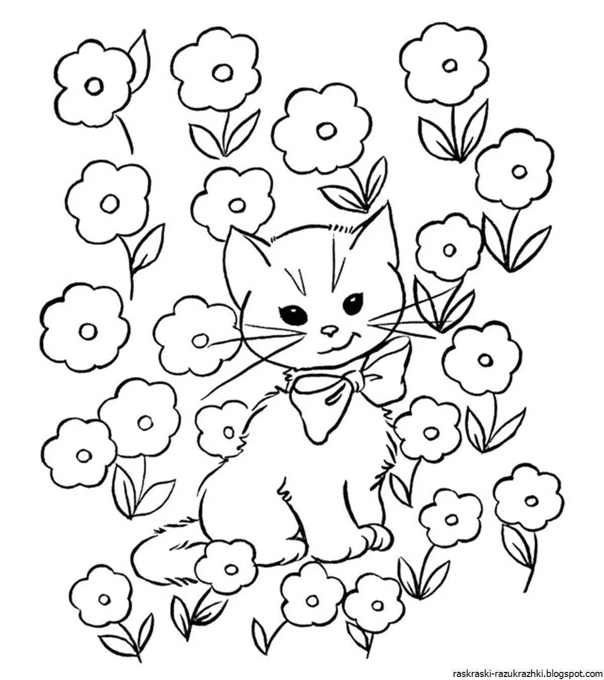 Coloring wild kittens for children 6-7 years old
