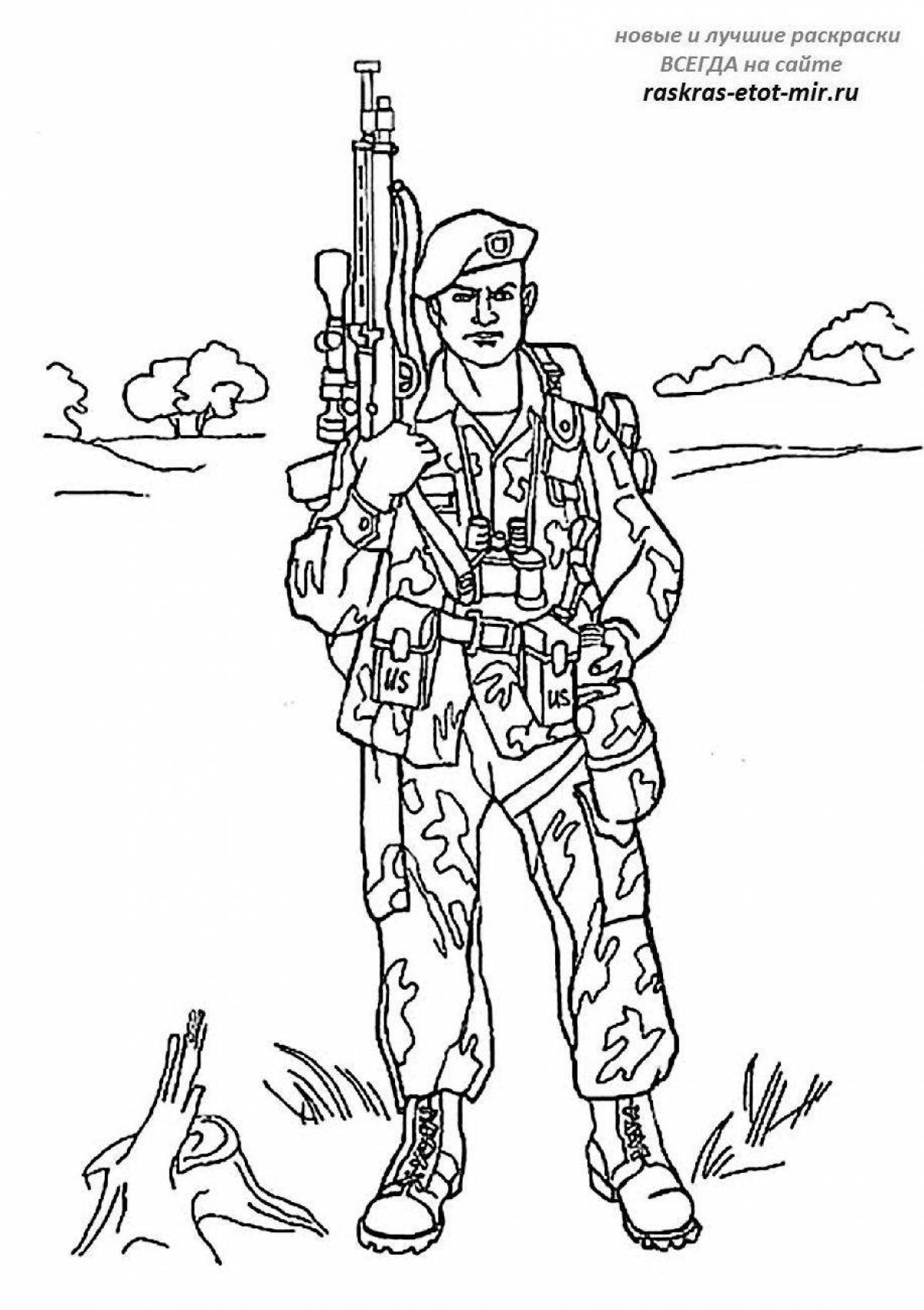 Adorable paratrooper coloring book for kids