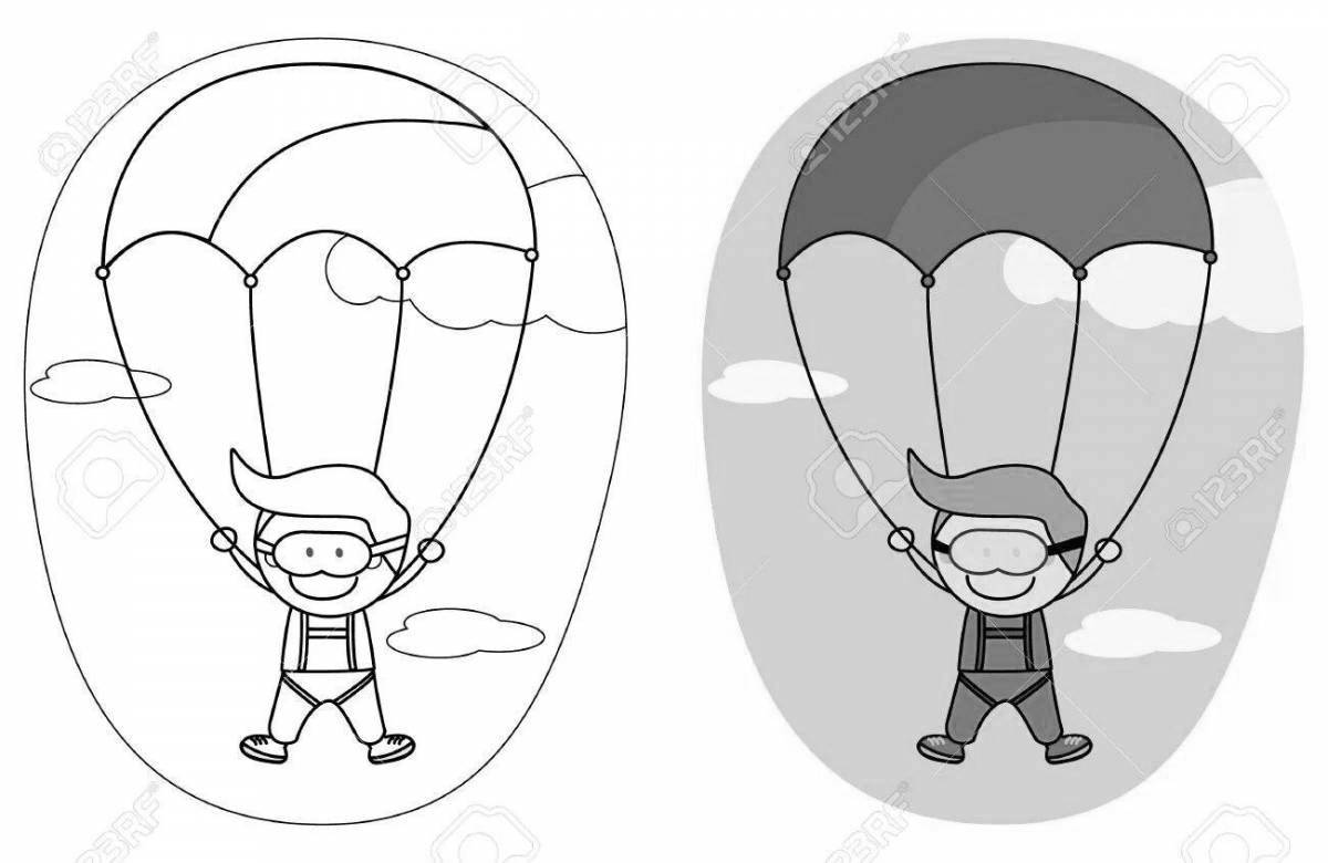 Cute paratrooper coloring page for preschoolers