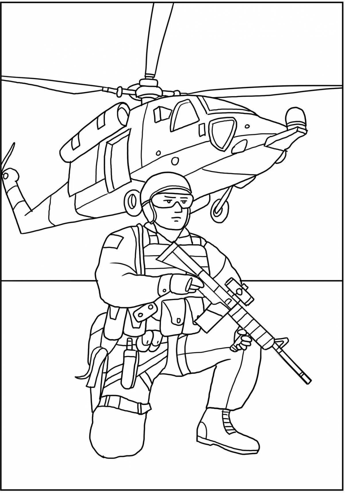 Colorful Paratrooper Coloring Page for Toddlers