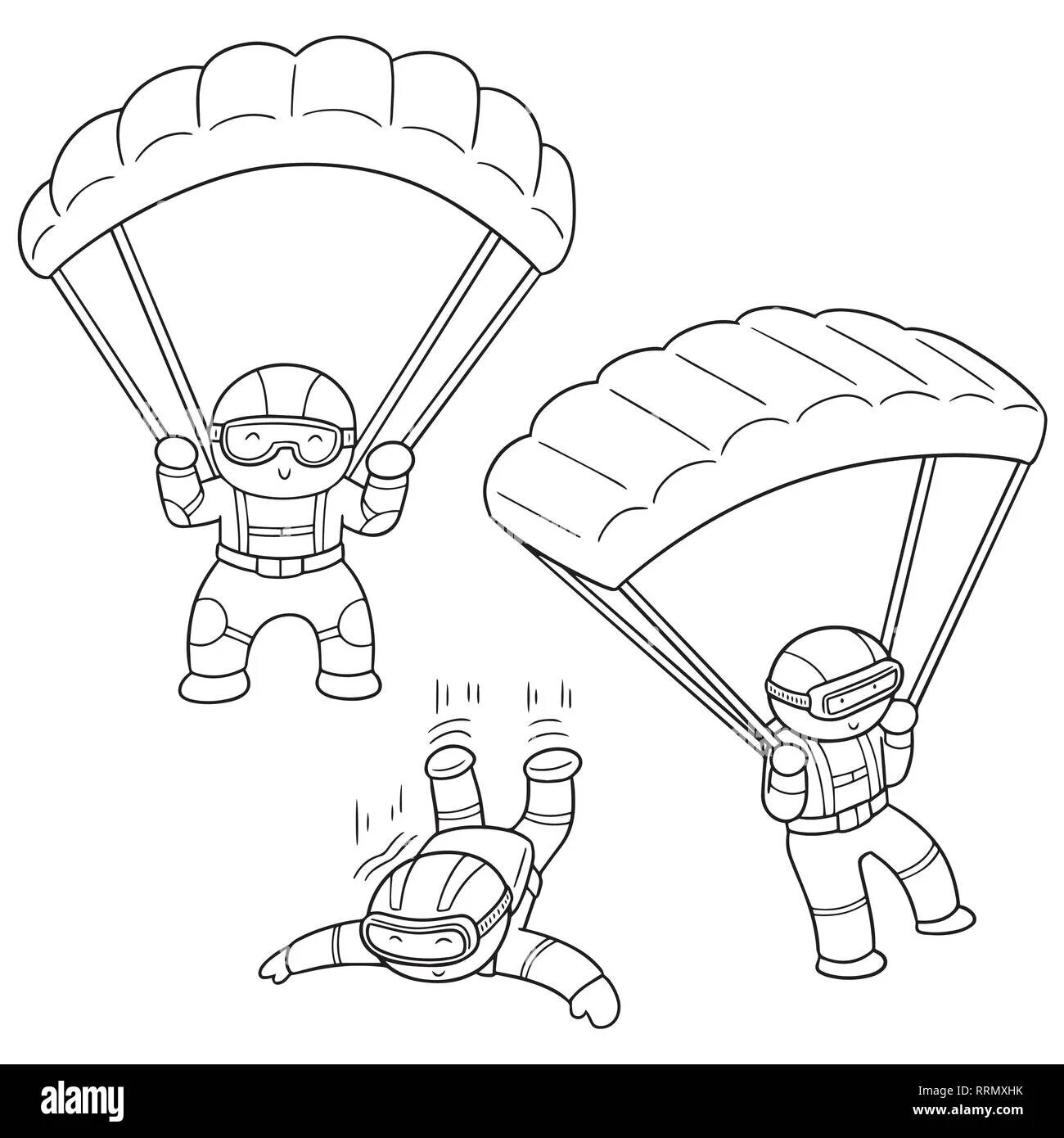 Adorable paratrooper coloring page for kids