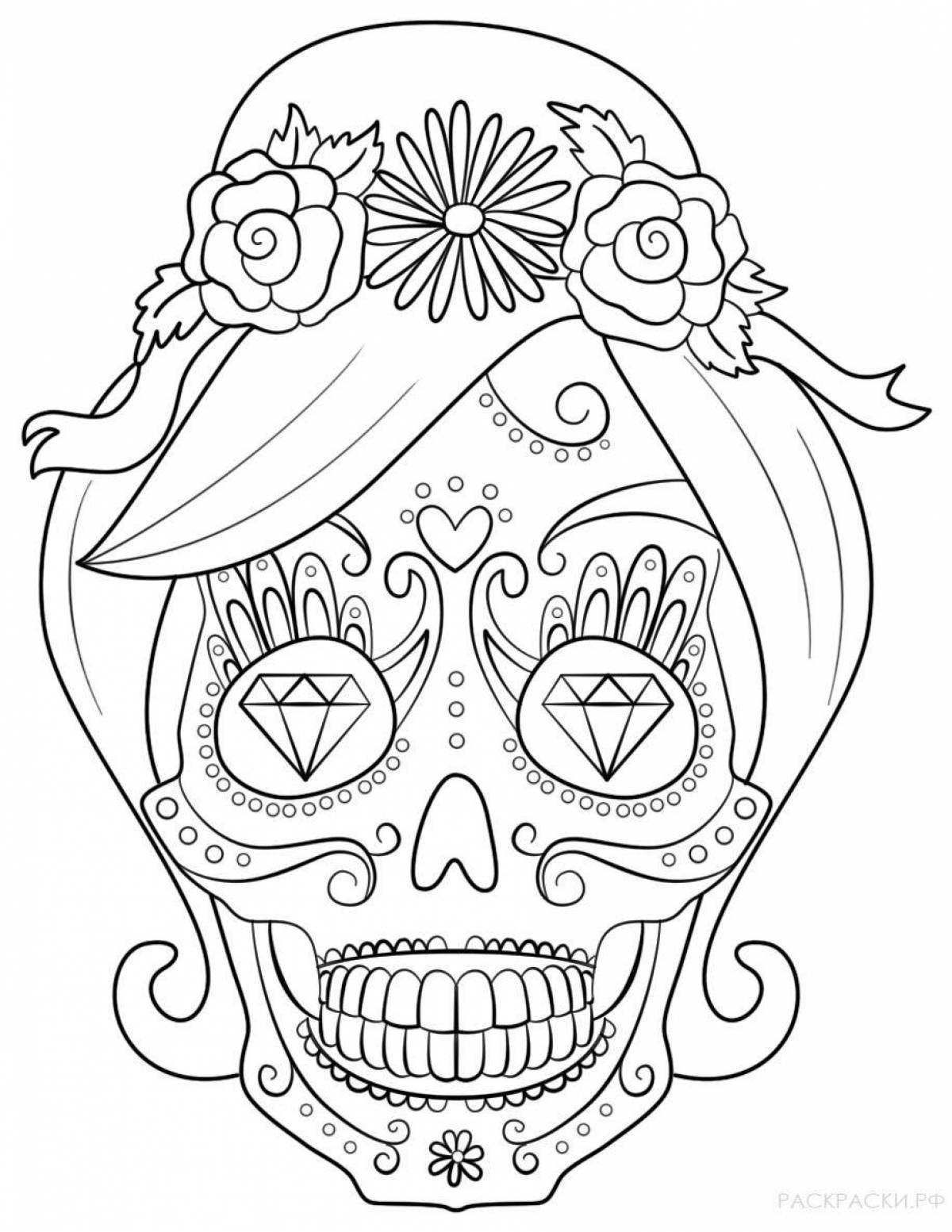 Awesome girls mask coloring page