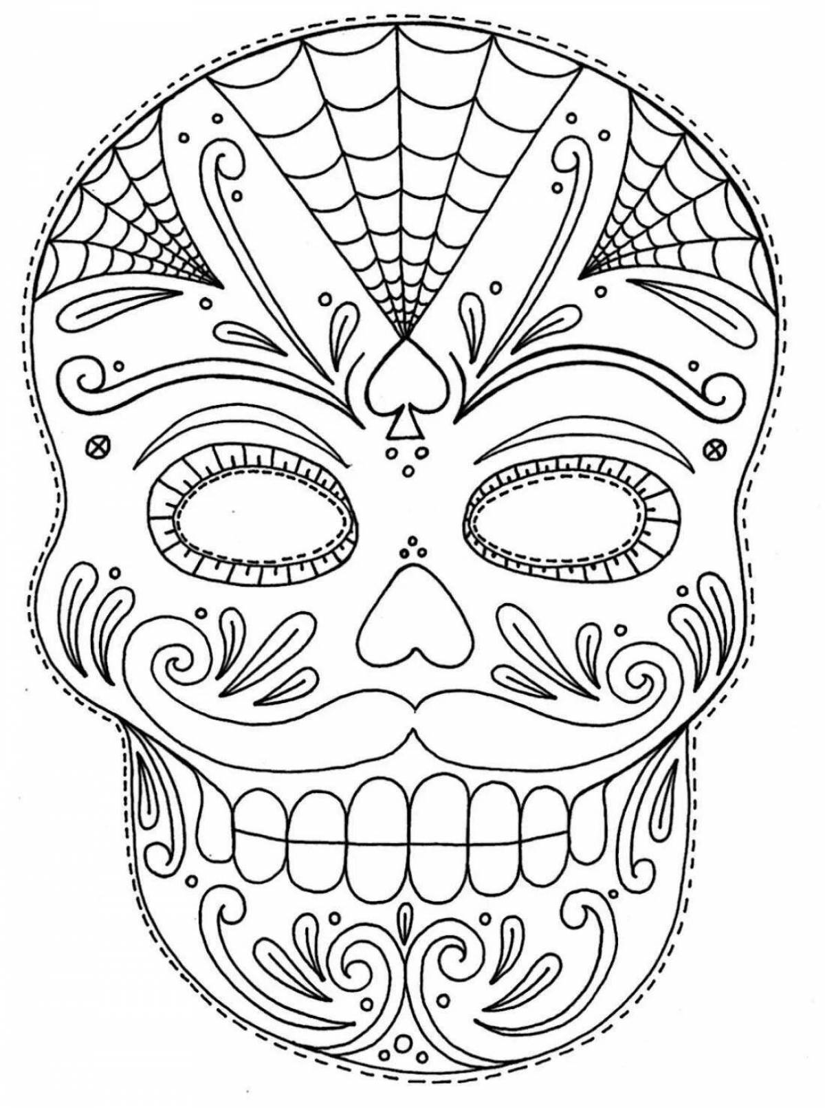 Photo Coloring page glamor mask for girls