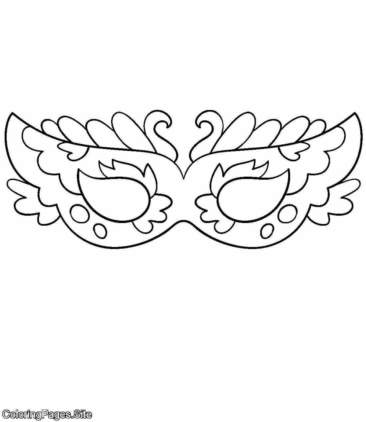 Glowing mask coloring page for girls