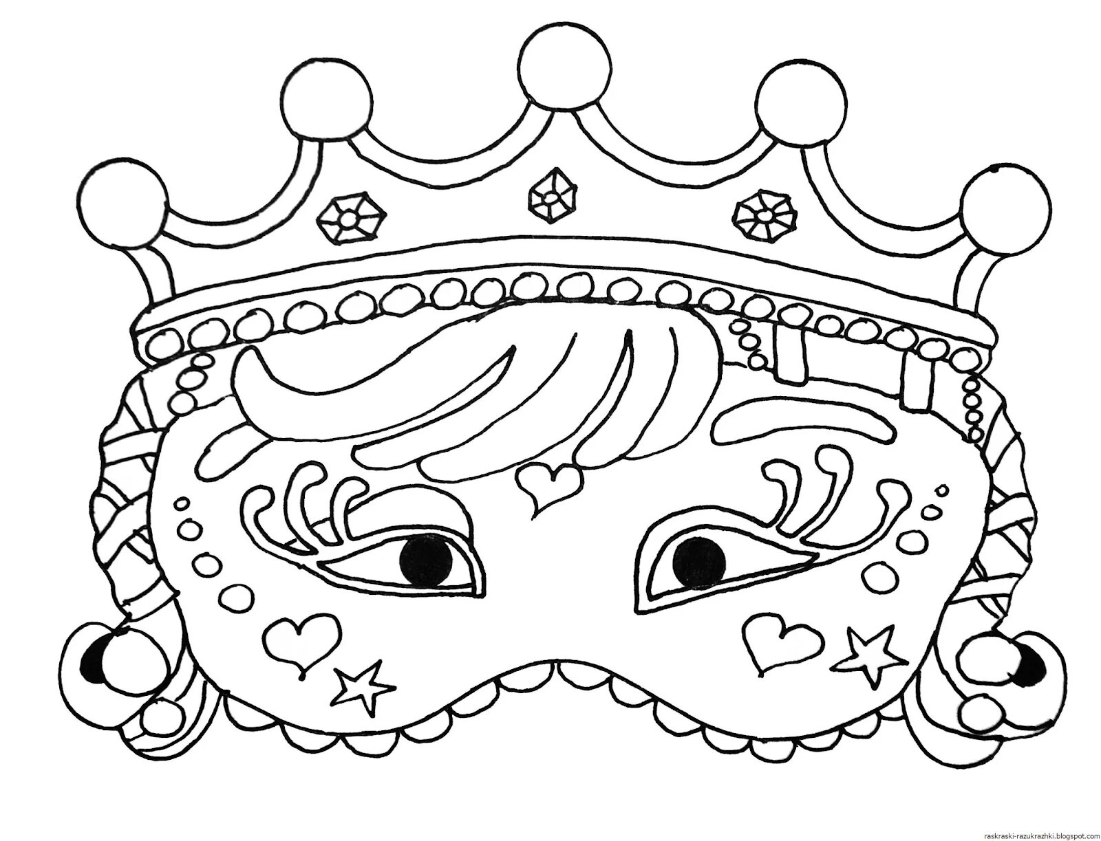 Coloring page stylish mask for girls