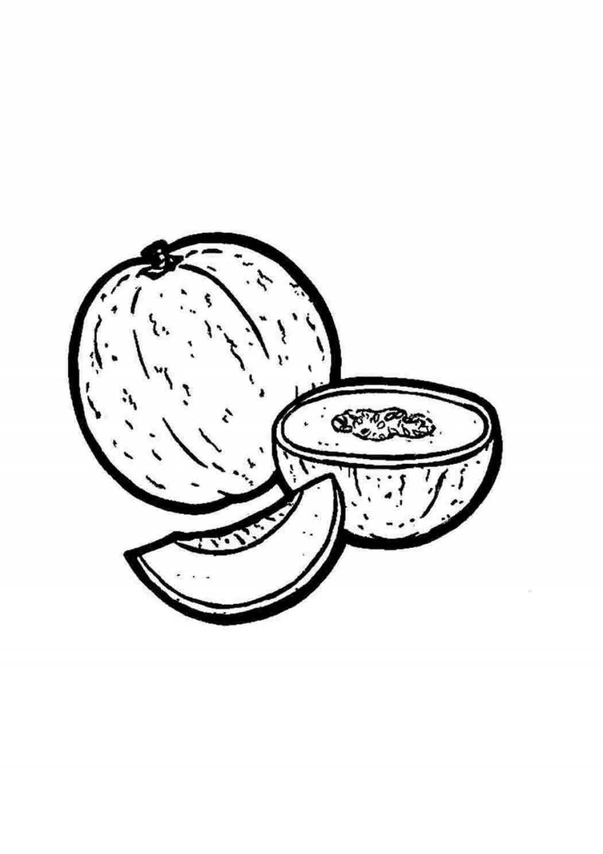 Playful melon coloring page for kids