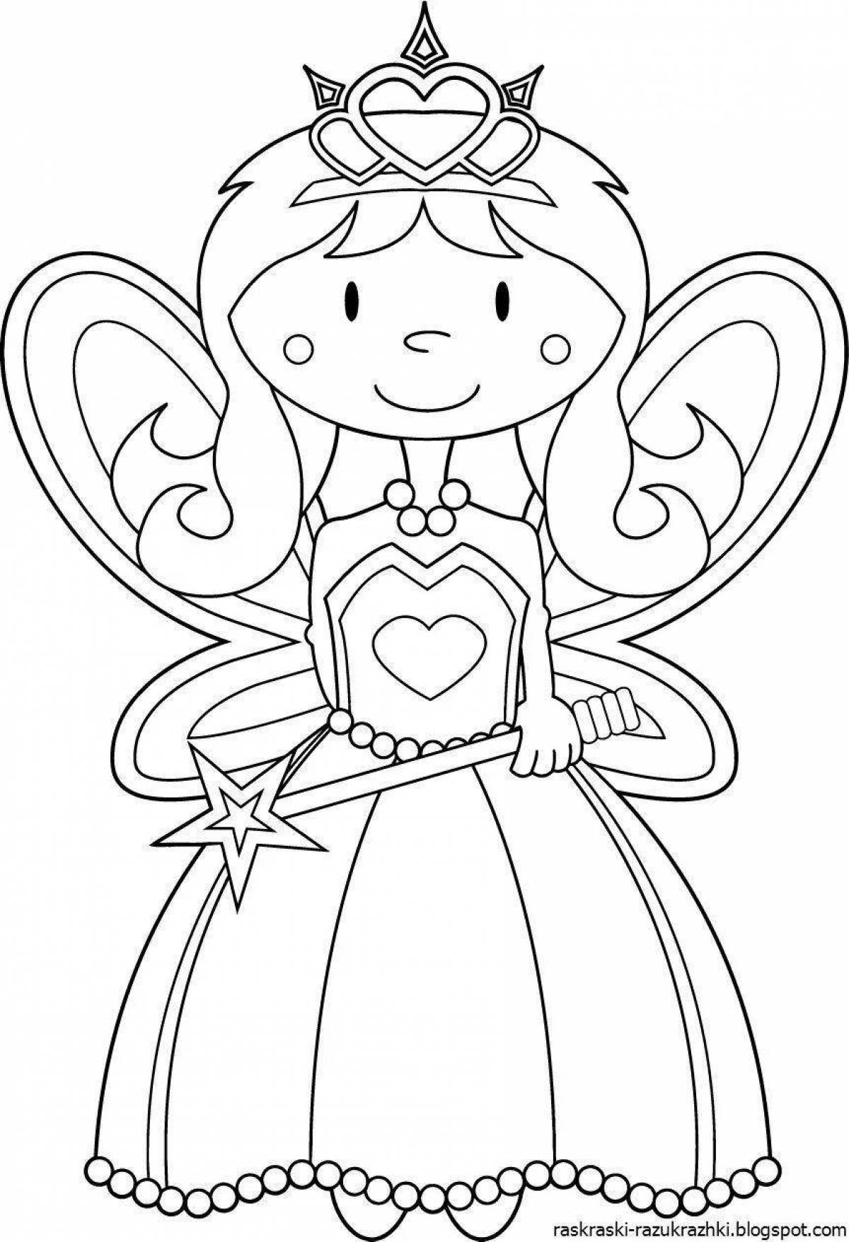 Joyful princess coloring for kids