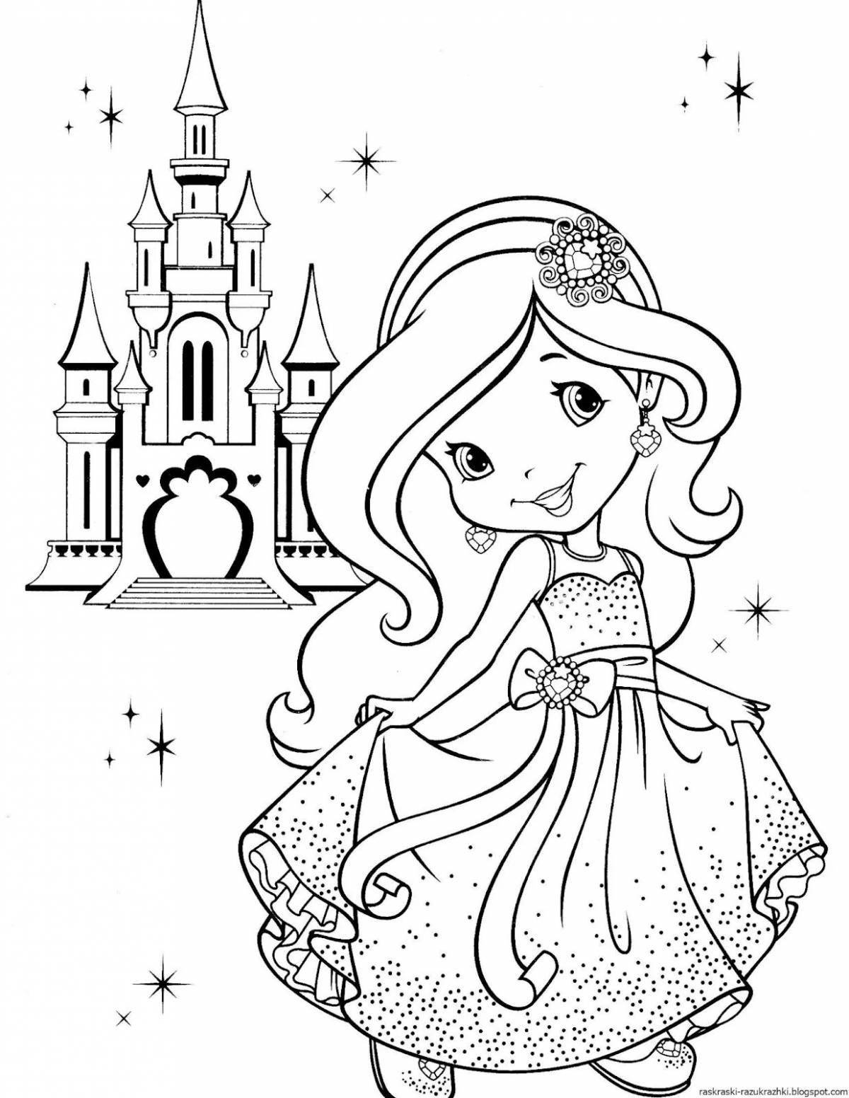Adorable princess coloring book for kids